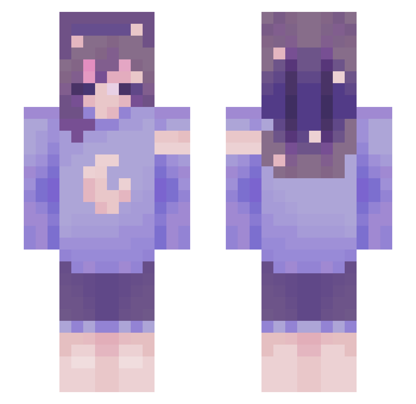 Pruttensskid Minecraft skin, front and back view