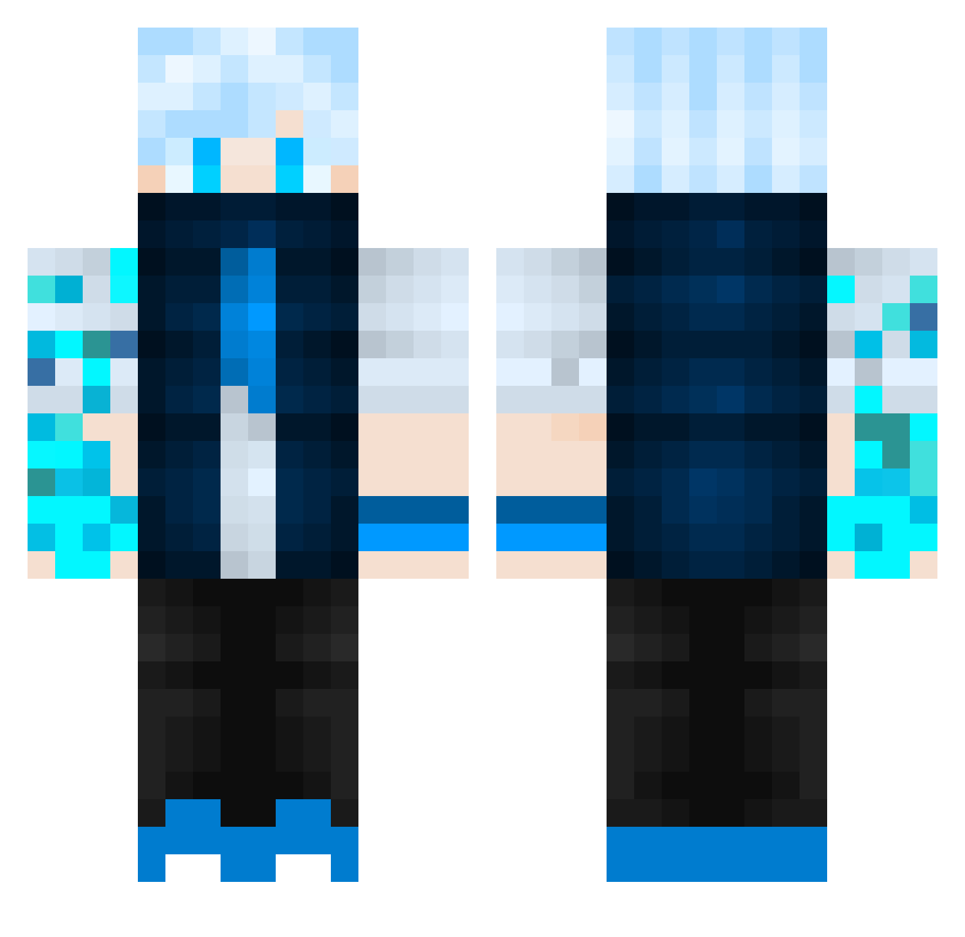 luxiohd1 Minecraft skin, front and back view