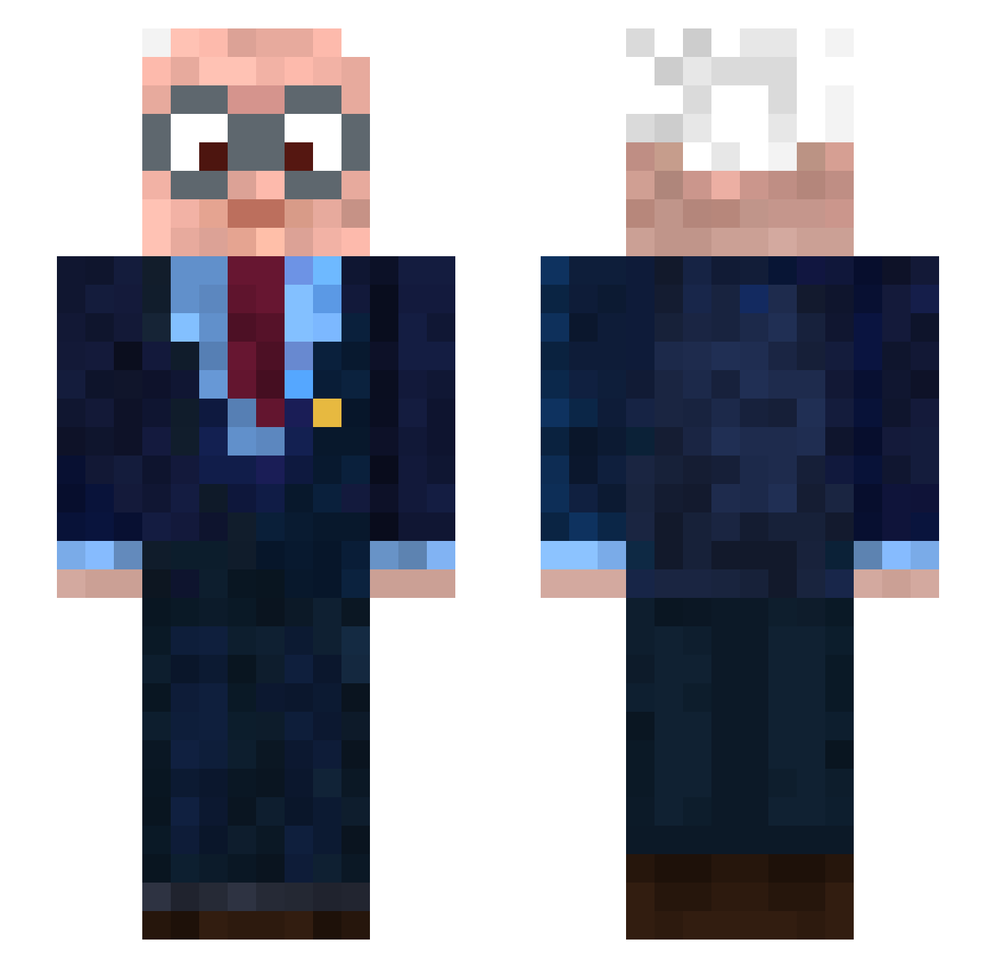 Jerkwad Minecraft skin, front and back view