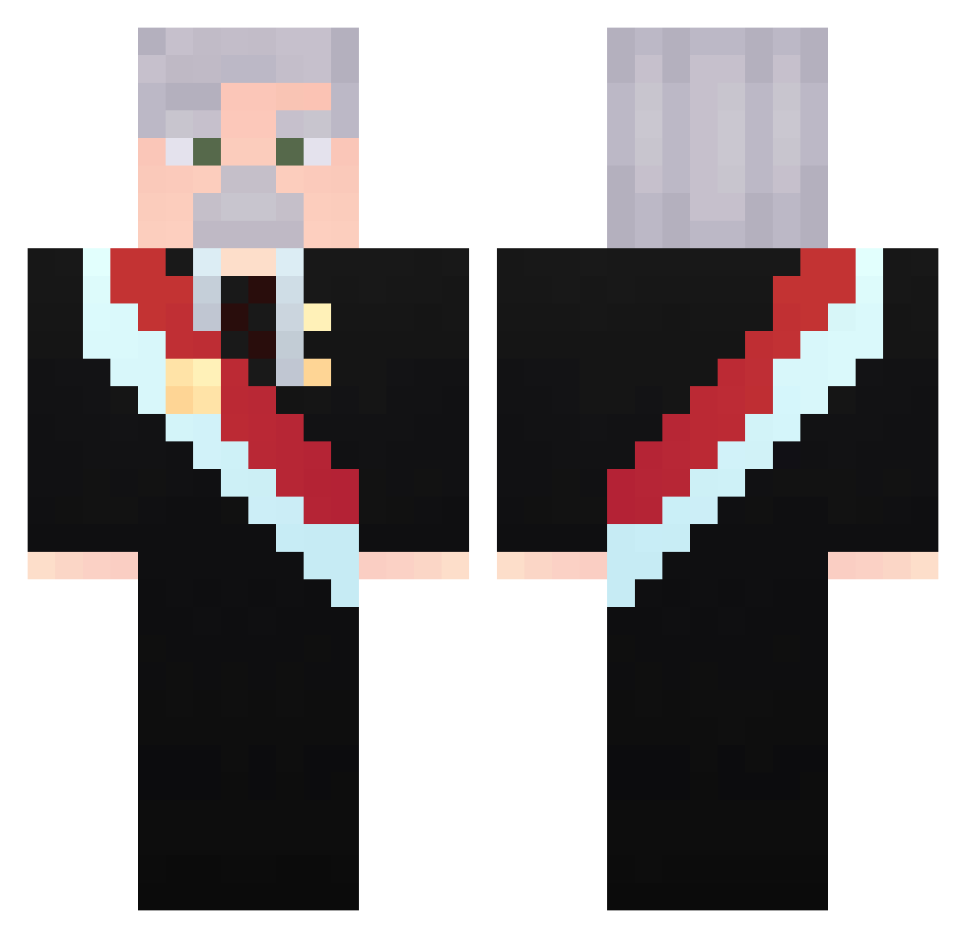 Nikobelico Minecraft skin, front and back view