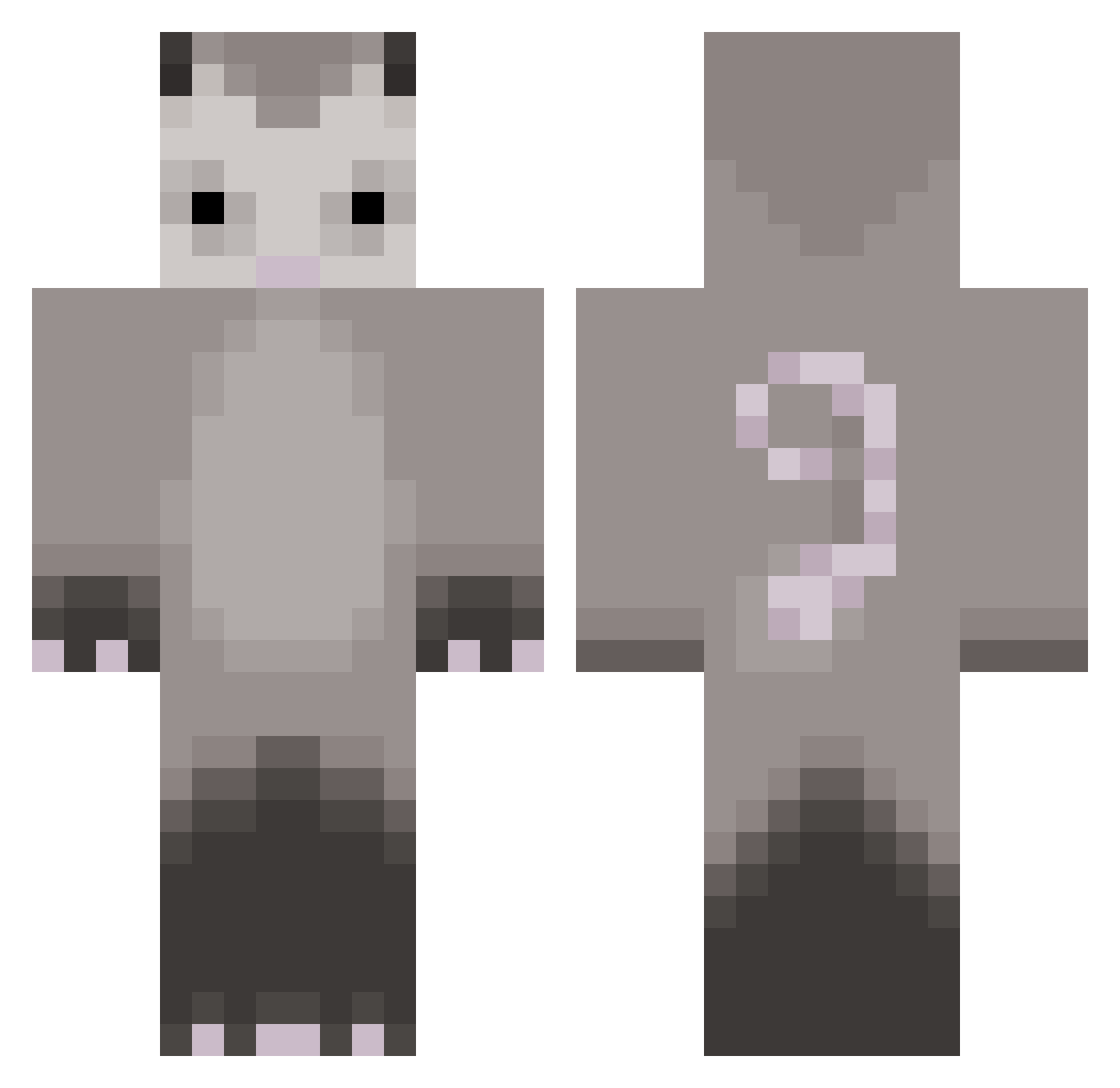 squigme Minecraft skin, front and back view
