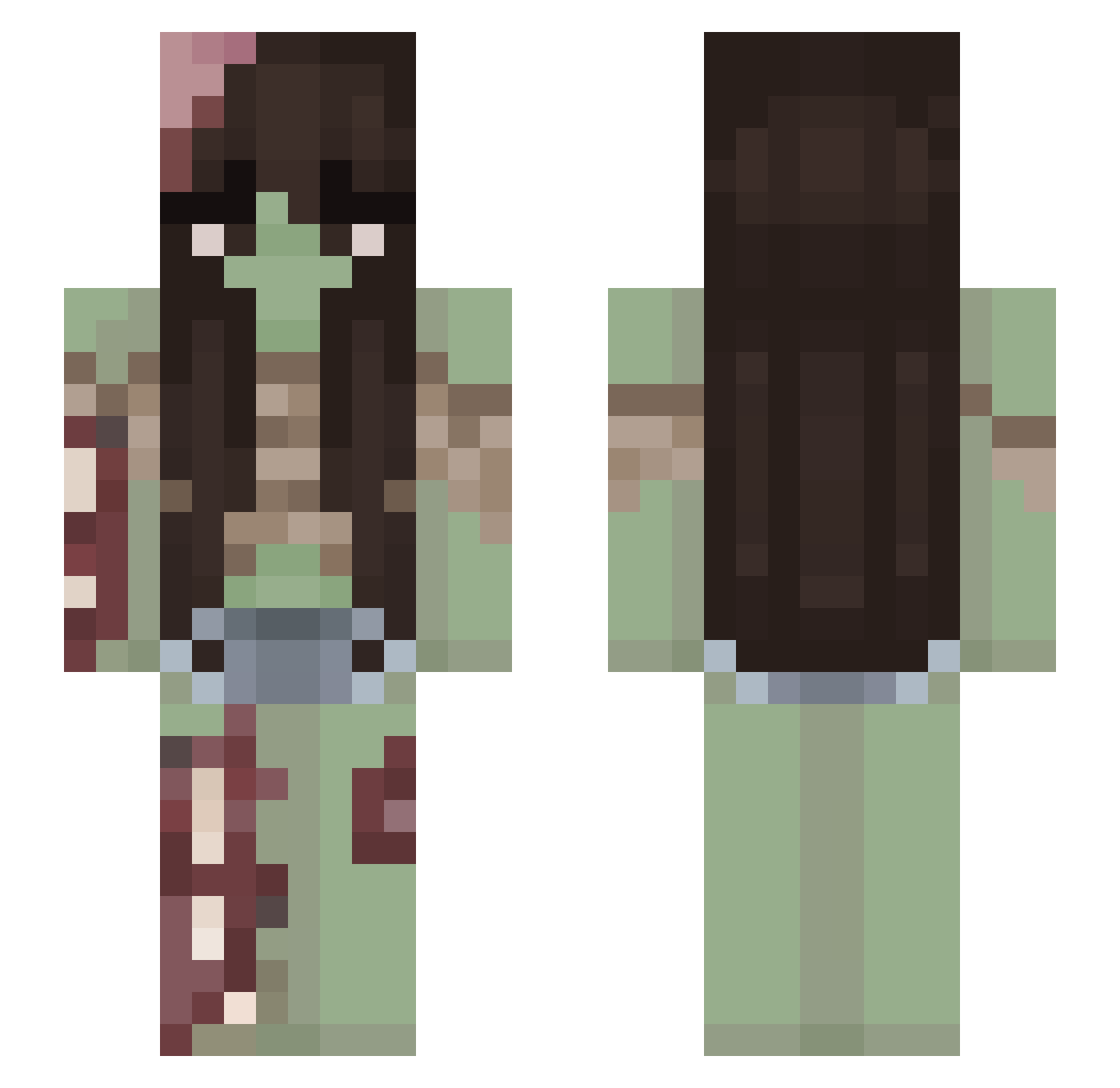 mazziee Minecraft skin, front and back view