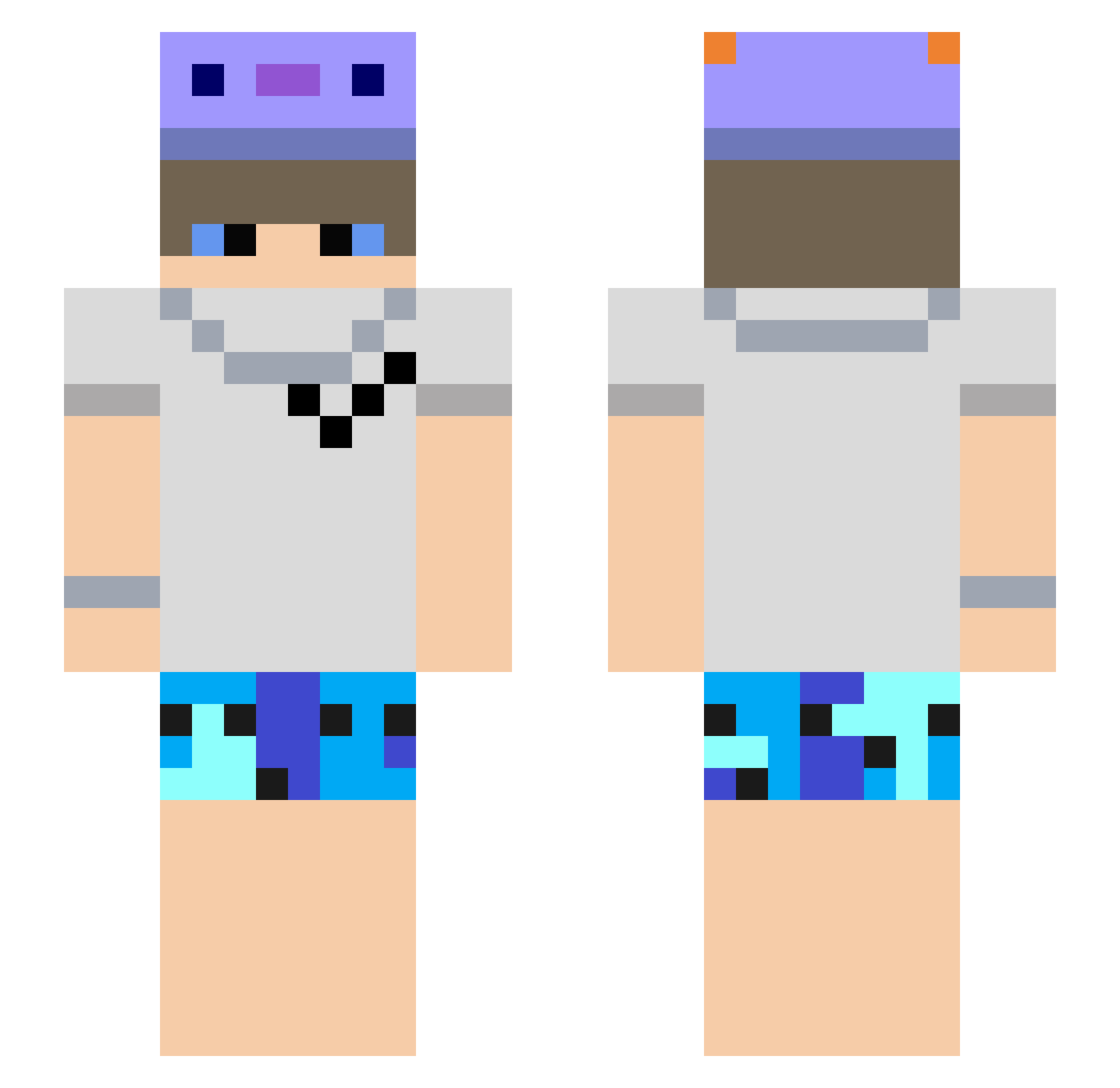 VESTEREQ Minecraft skin, front and back view
