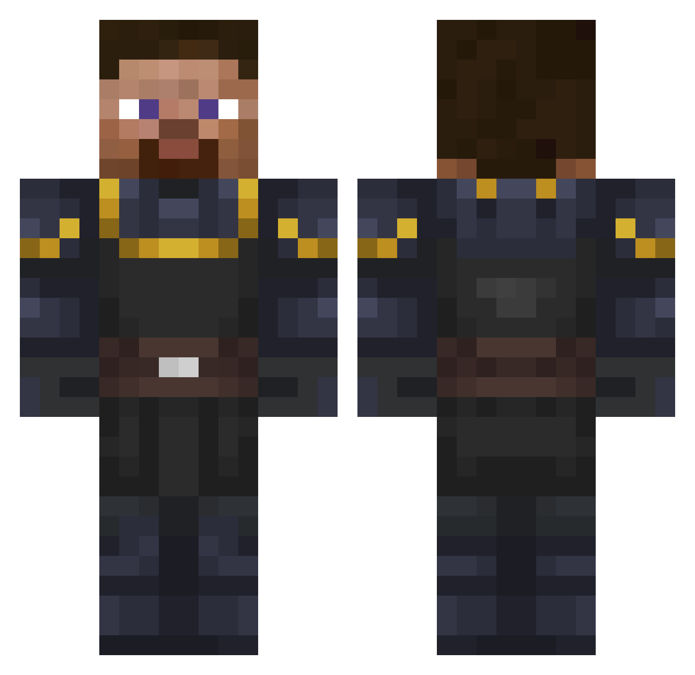 ShadySalesGnome Minecraft skin, front and back view