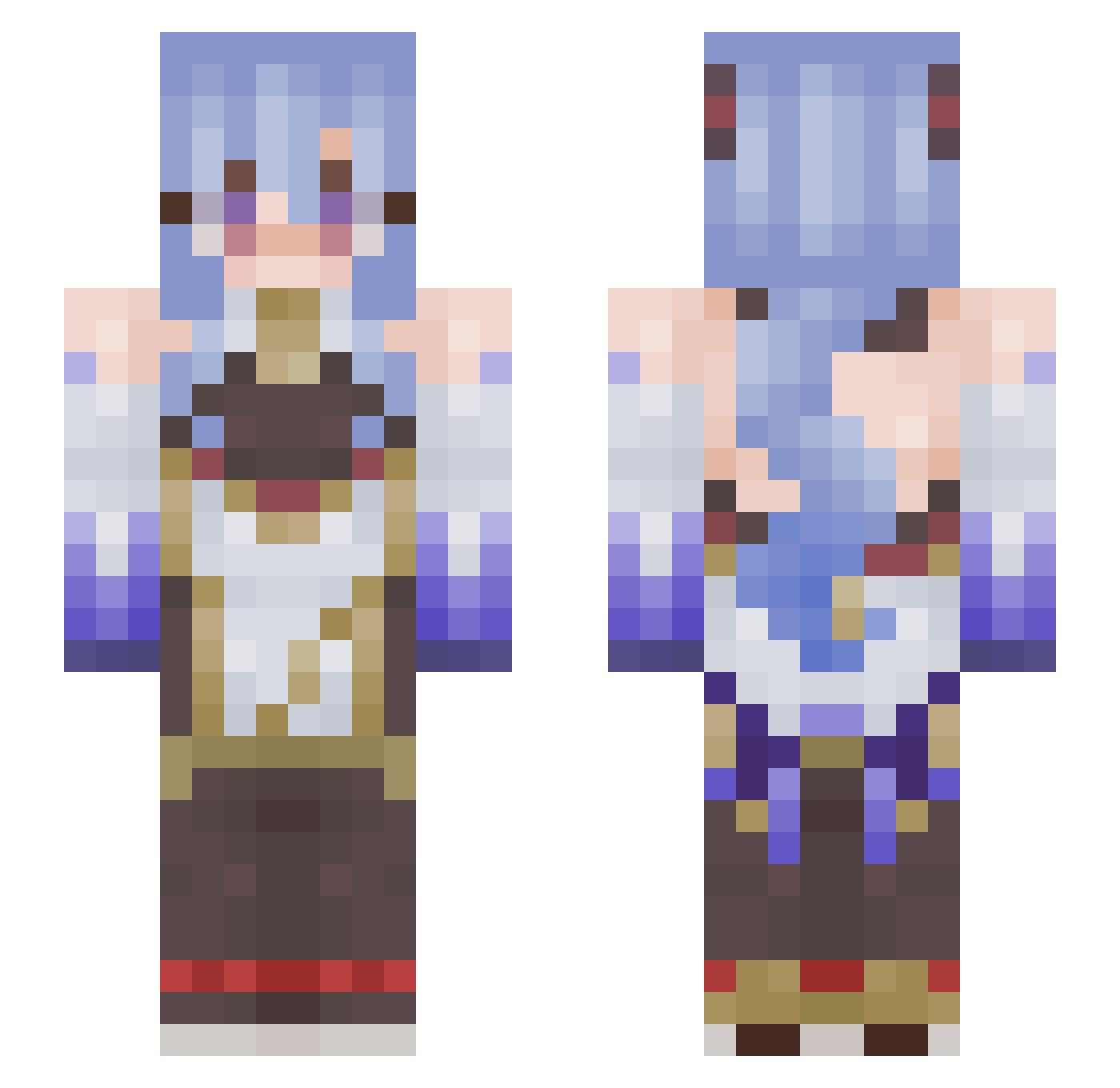 Nzuriel Minecraft skin, front and back view
