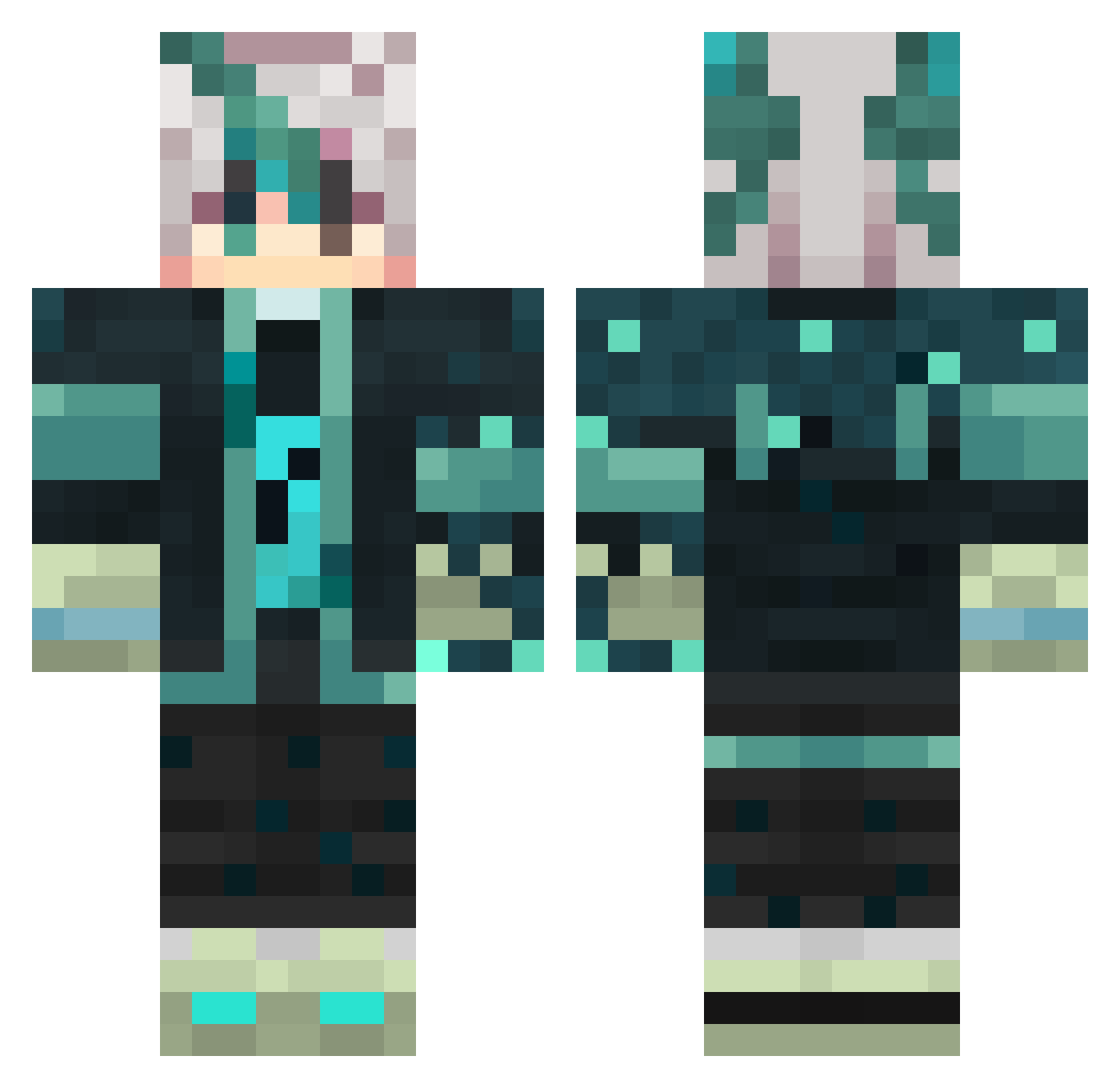 IanHe Minecraft skin, front and back view