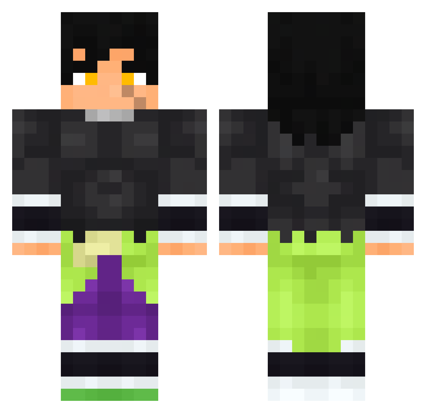 ZalkZoka Minecraft skin, front and back view
