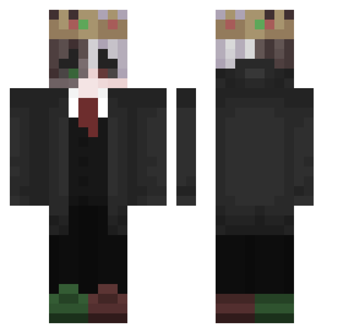 Plushle Minecraft skin, front and back view