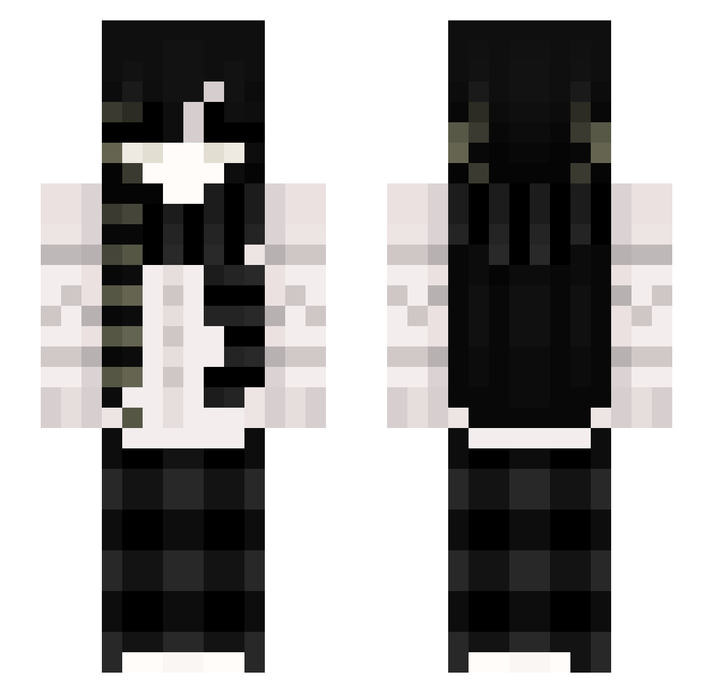 YuiiClove Minecraft skin, front and back view