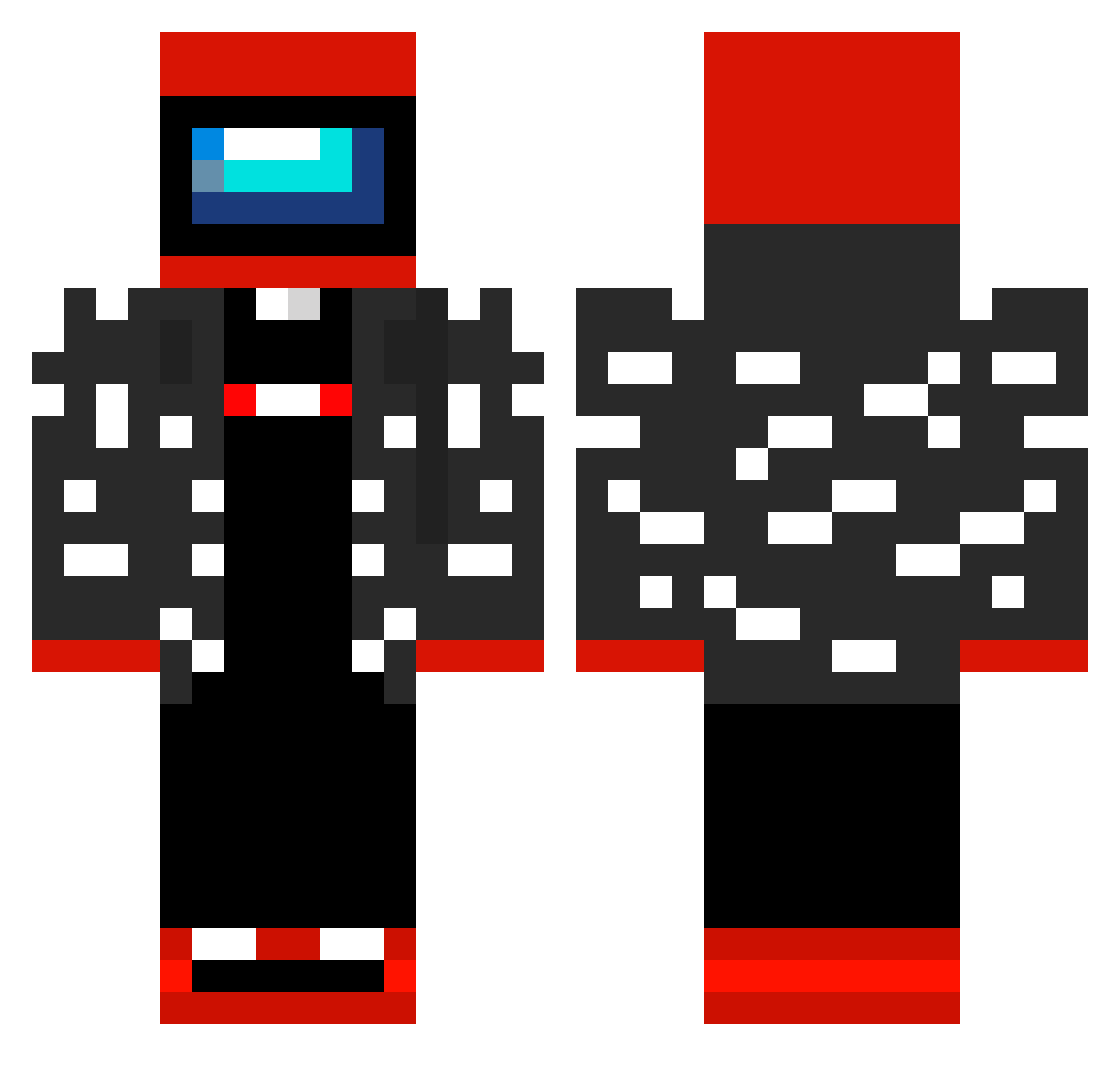 Kiomoil74 Minecraft skin, front and back view
