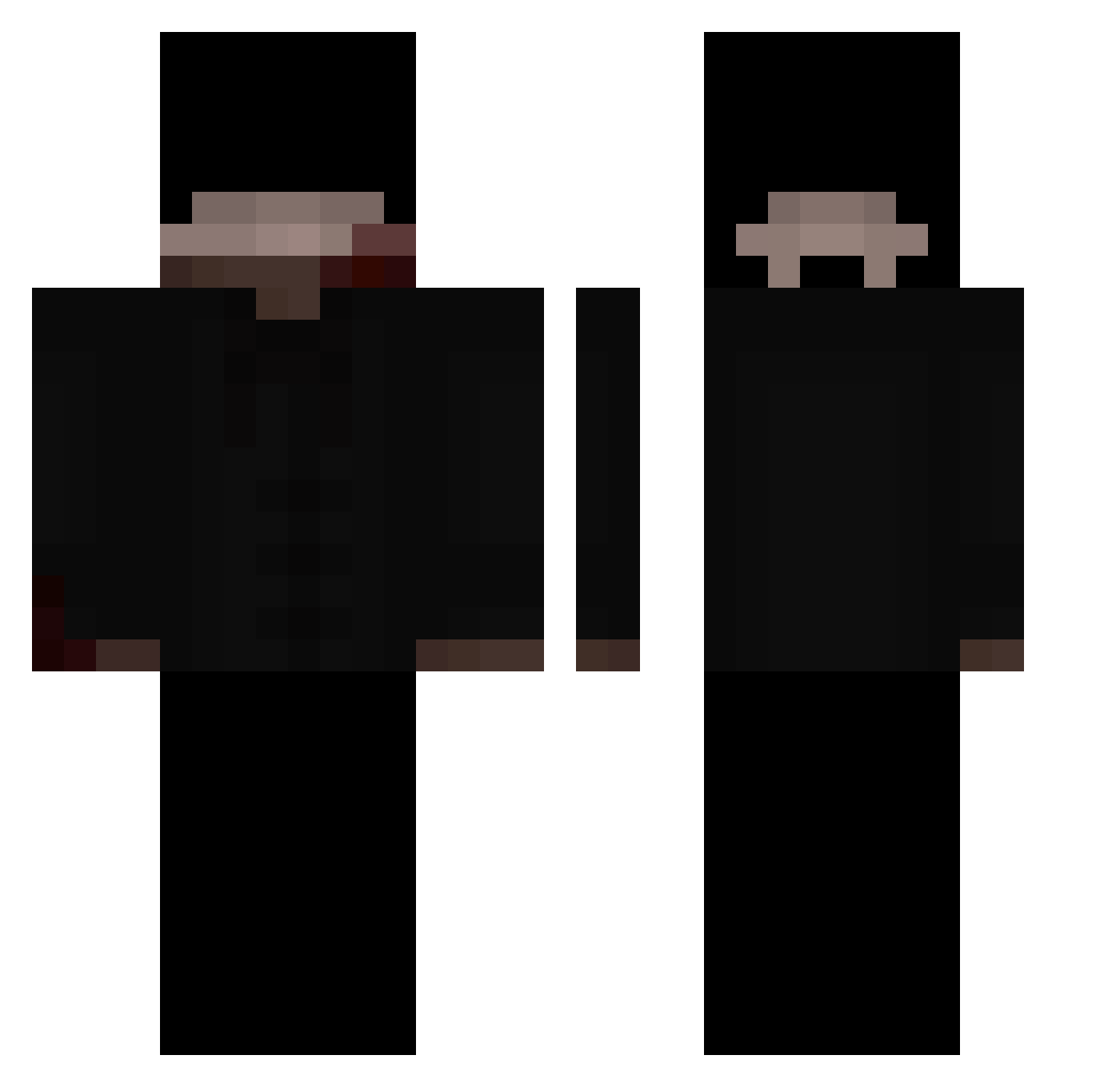 Xenophora Minecraft skin, front and back view