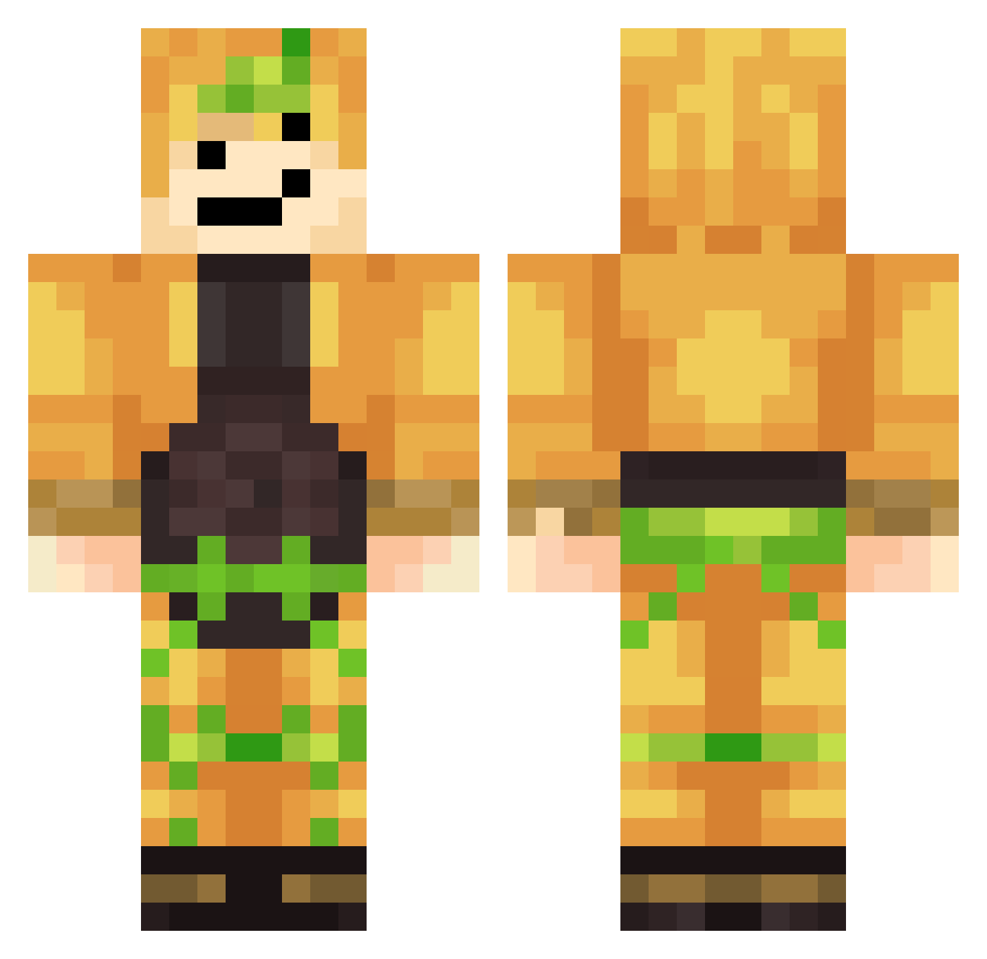 TheBlackTiguer Minecraft skin, front and back view