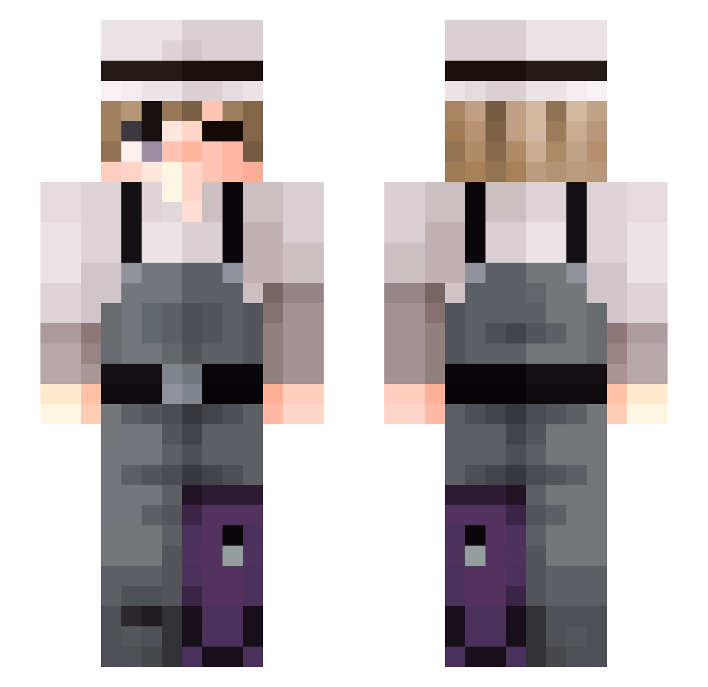 purpurcoral Minecraft skin, front and back view