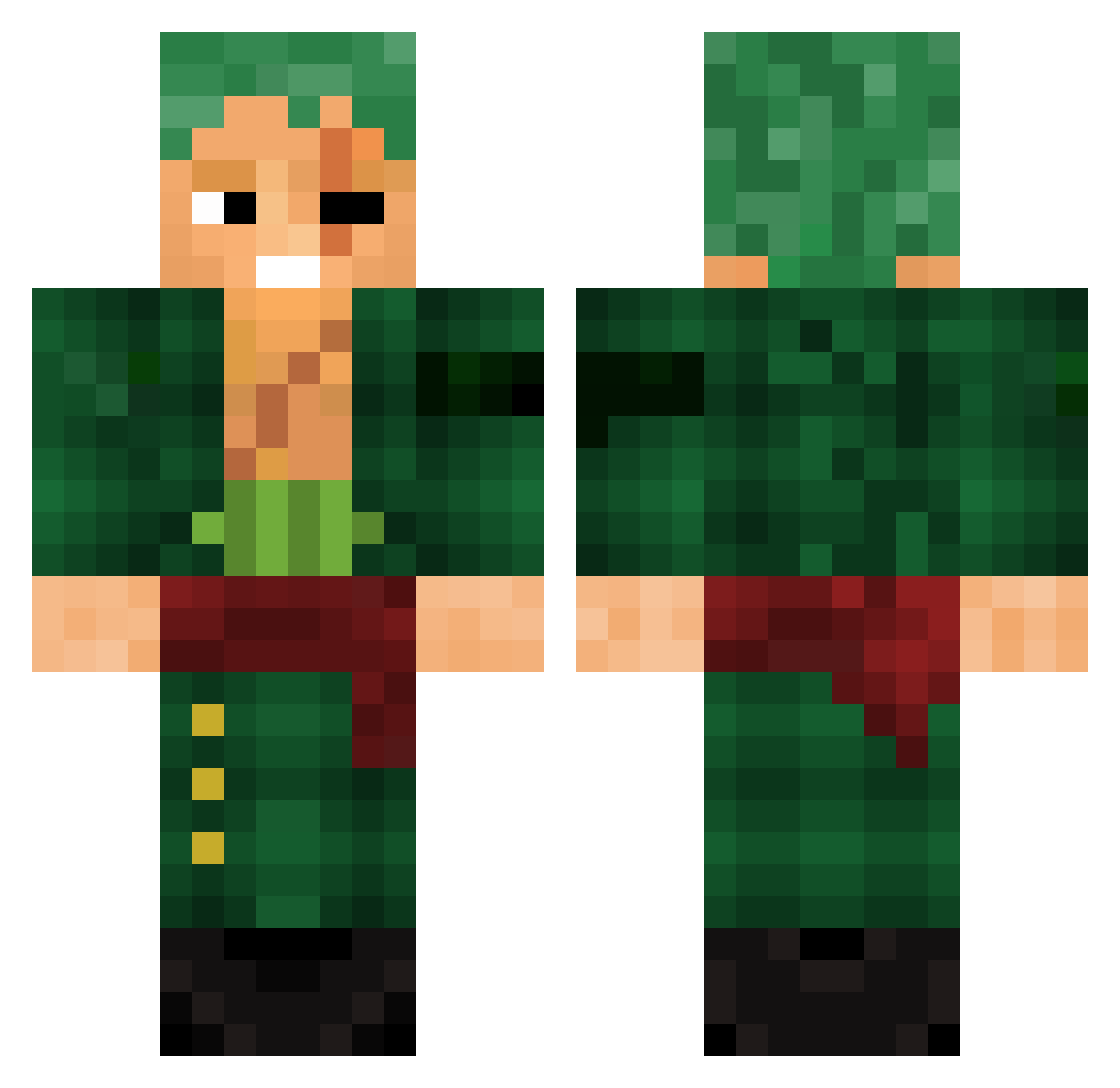 RoronoaSantoryu Minecraft skin, front and back view