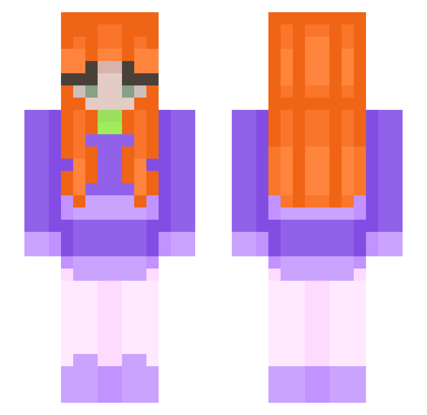 KarenFromHR Minecraft skin, front and back view