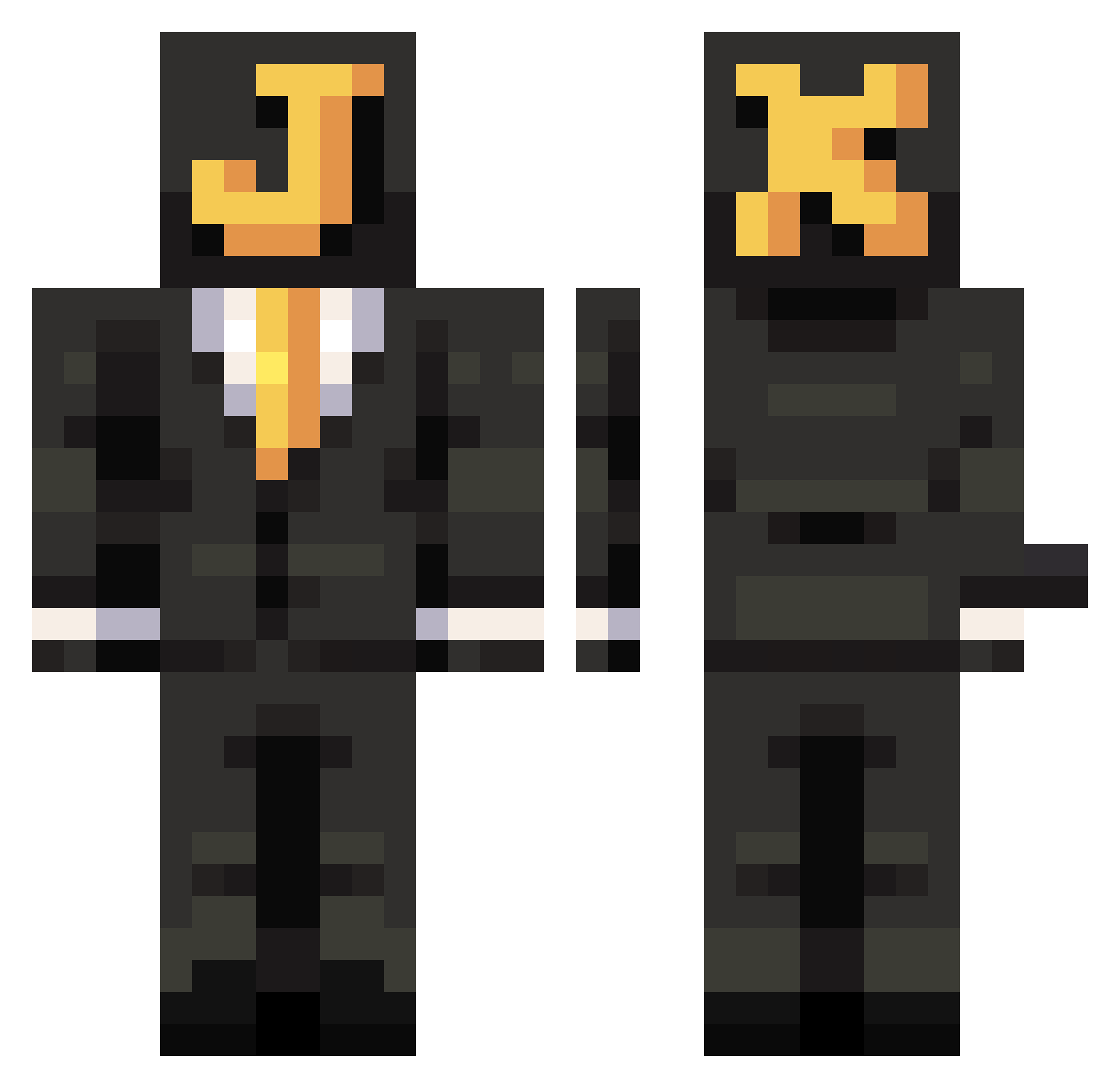 prydu Minecraft skin, front and back view