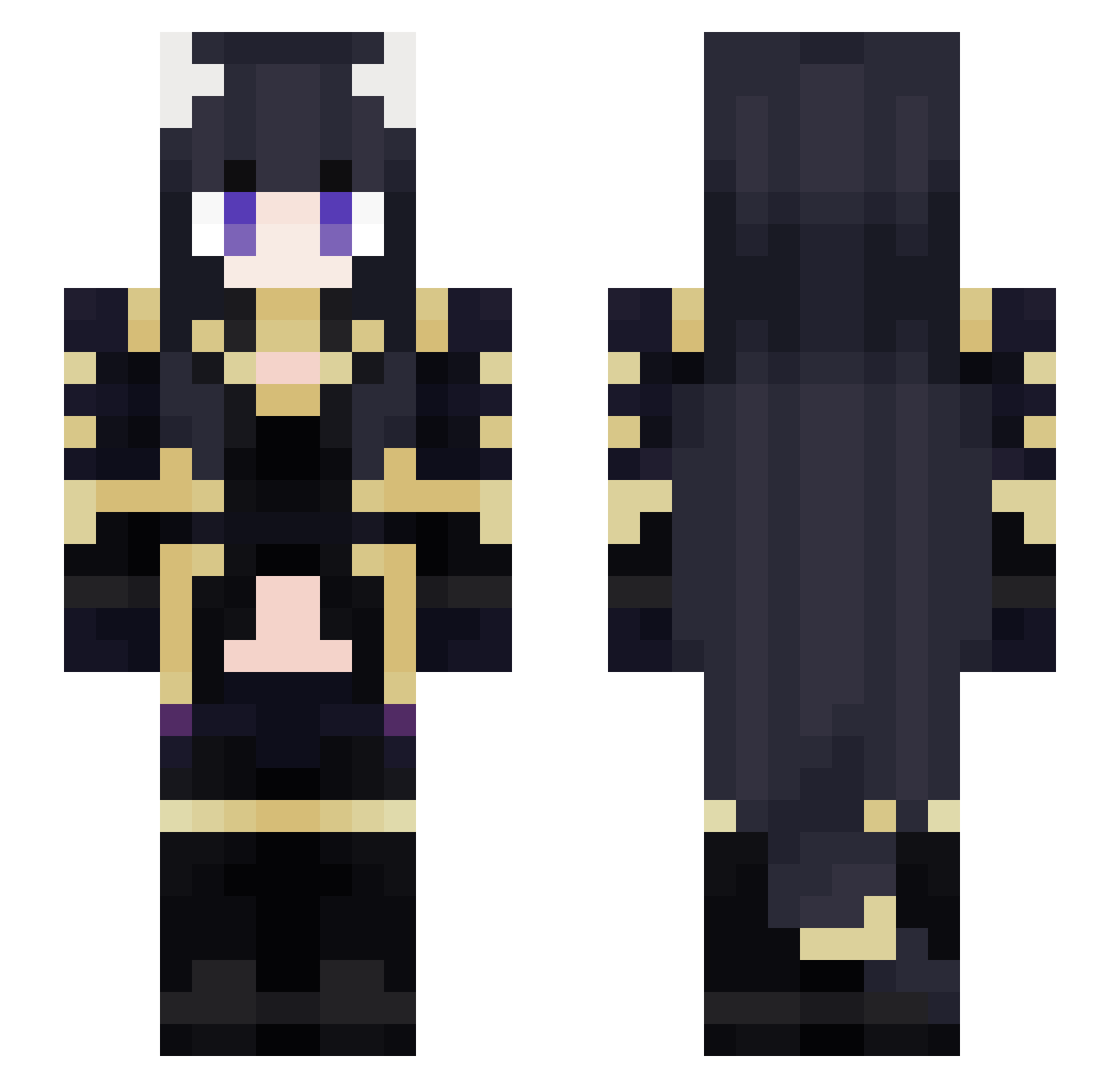 Hazeist Minecraft skin, front and back view