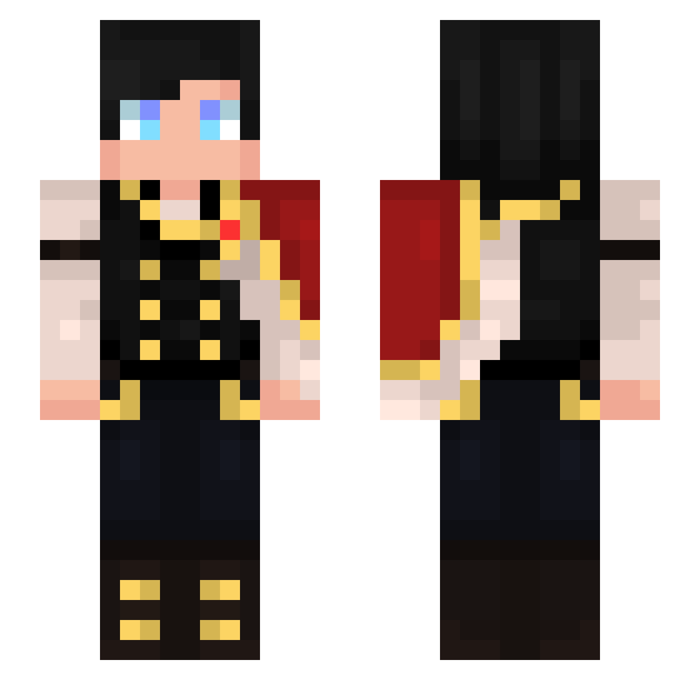 Defluxx Minecraft skin, front and back view