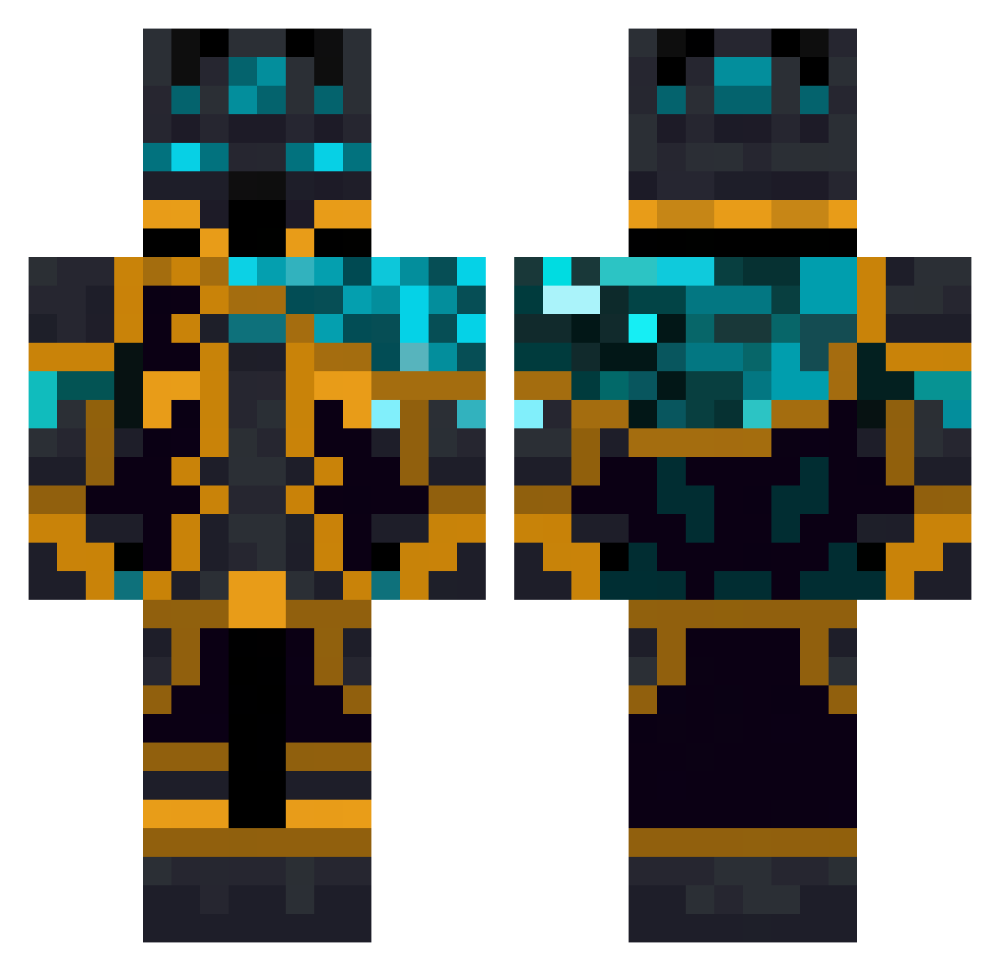 SpeakFacts Minecraft skin, front and back view
