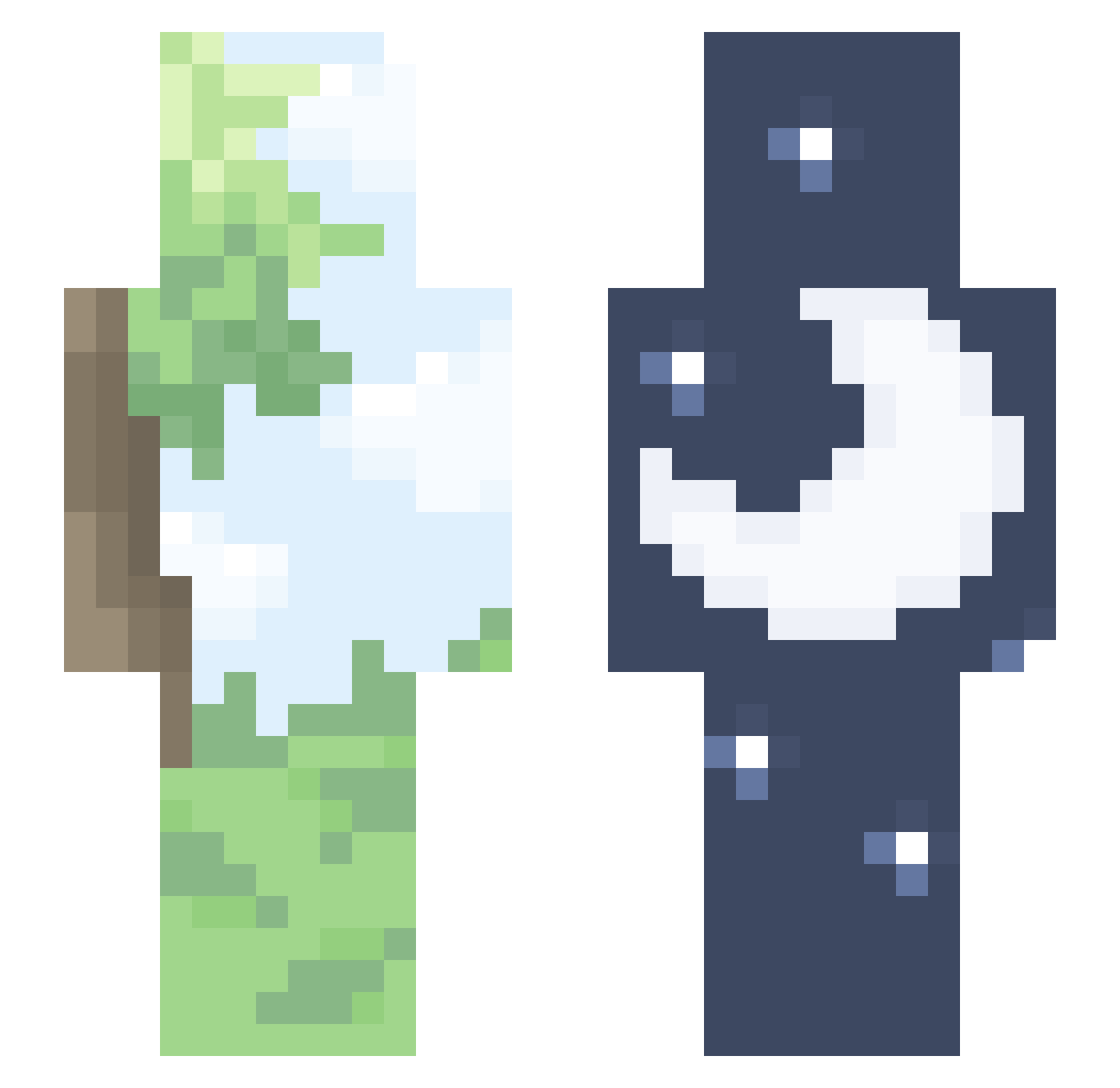 prepg Minecraft skin, front and back view