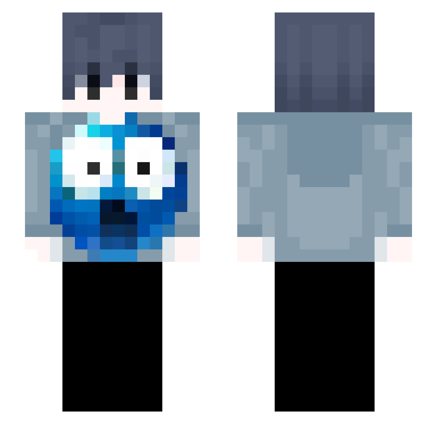 WARPxCLOUD Minecraft skin, front and back view