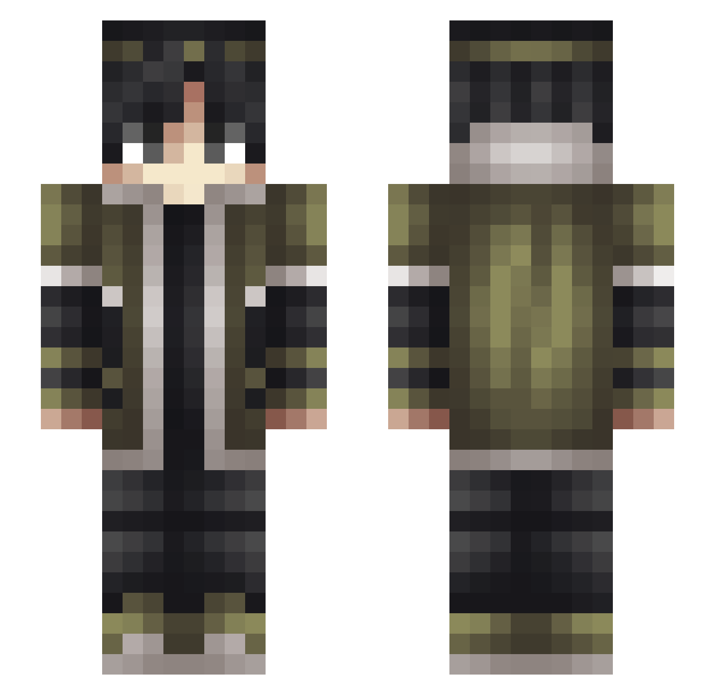 TheHardFalcon16 Minecraft skin, front and back view