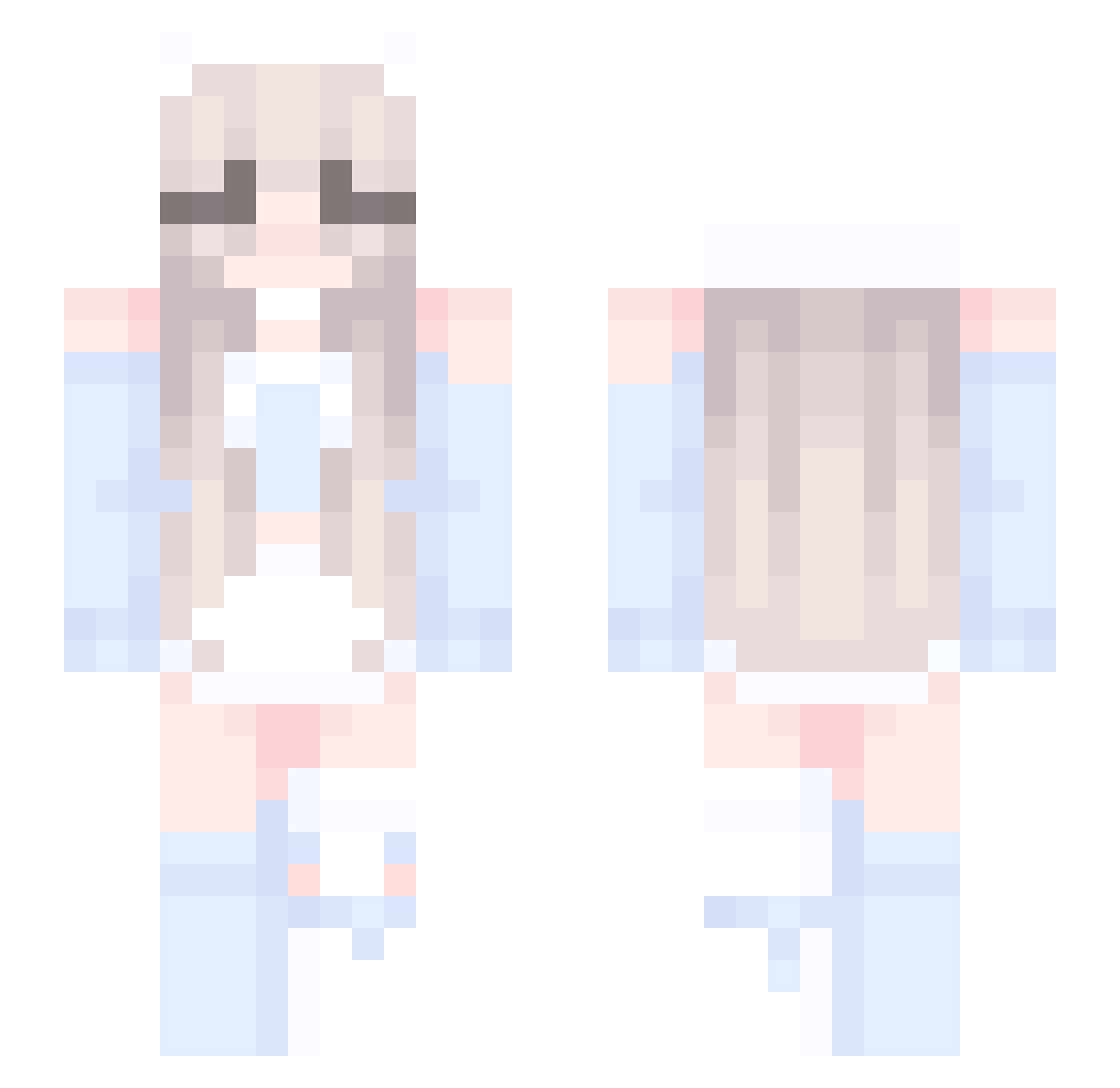 schlafzustand Minecraft skin, front and back view