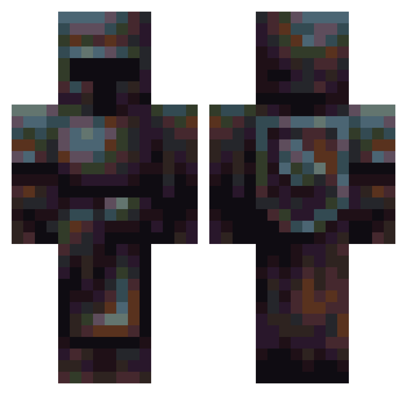 MondoSquid Minecraft skin, front and back view