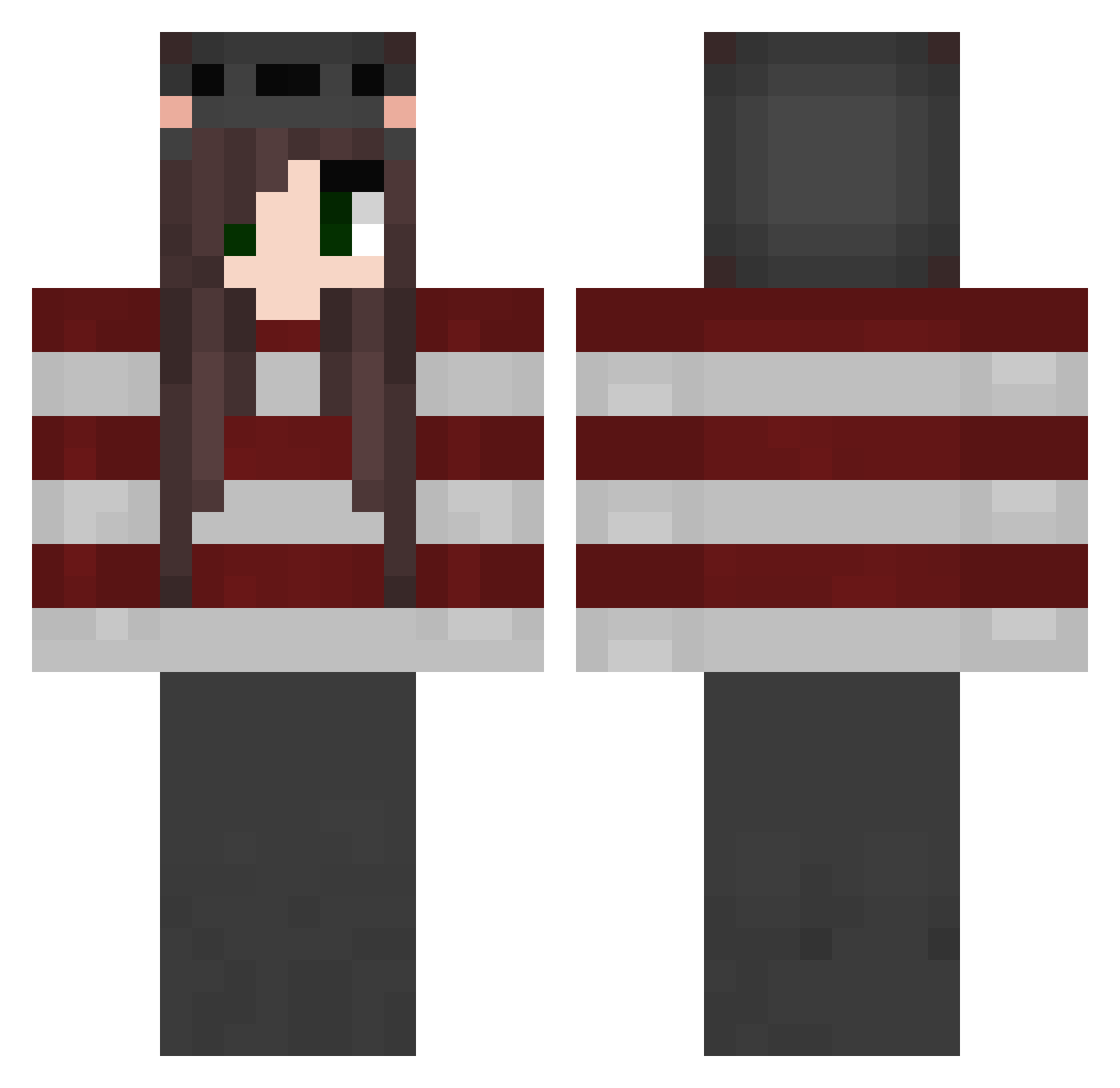 Collare Minecraft skin, front and back view