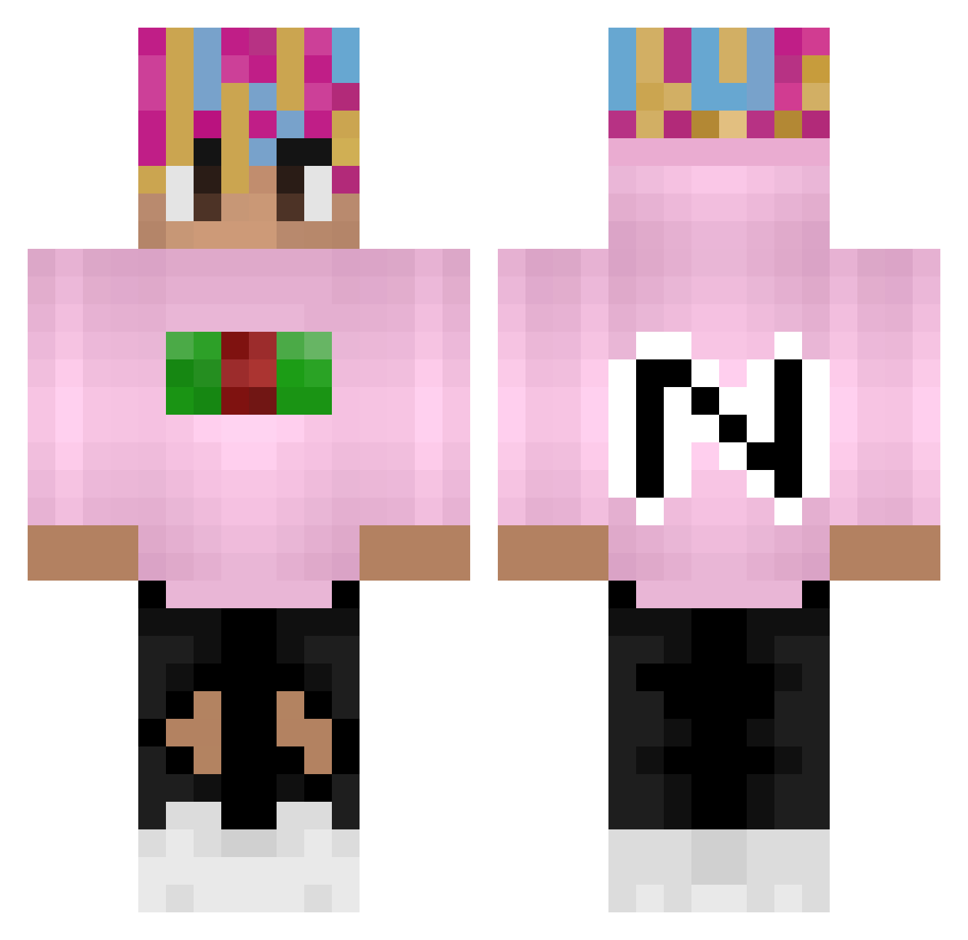 FREDDESKYPD Minecraft skin, front and back view