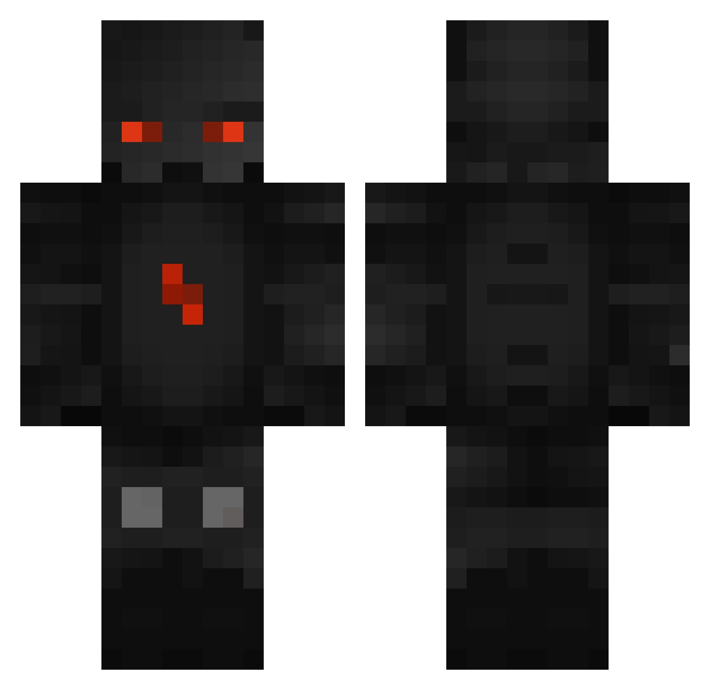 Zinoq Minecraft skin, front and back view