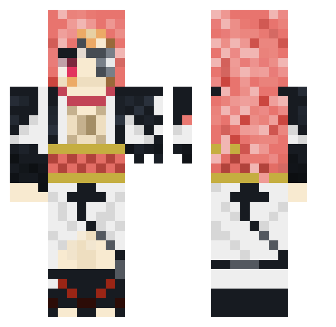 Faceaggro Minecraft skin, front and back view