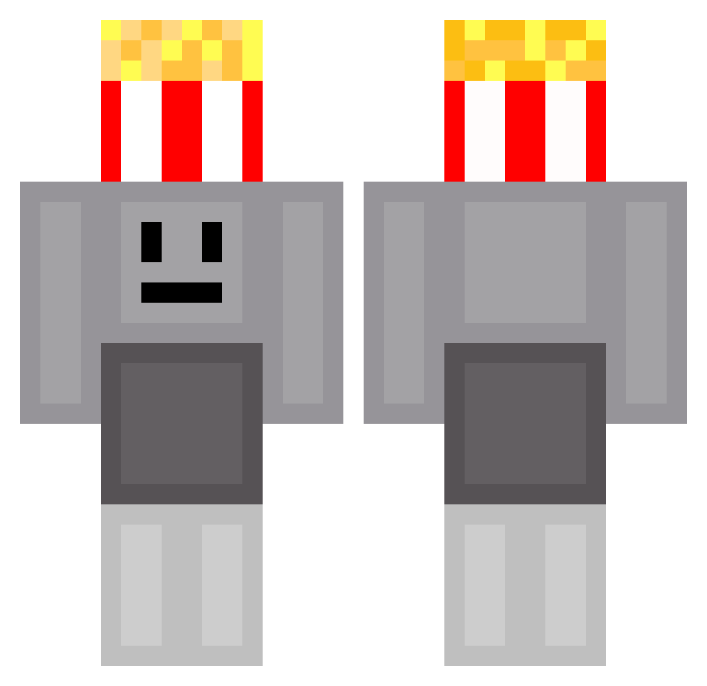 popcorn268 Minecraft skin, front and back view