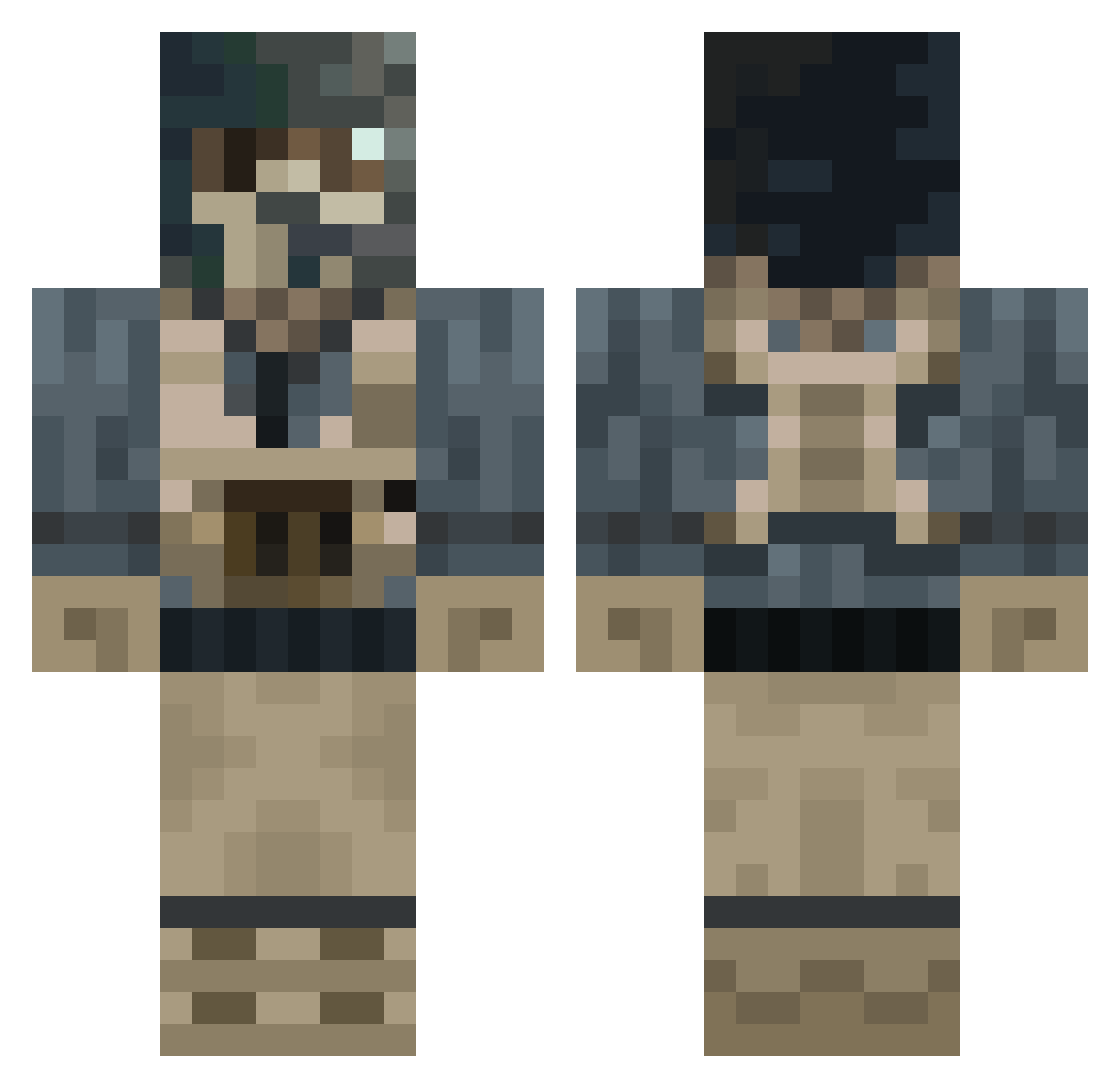 RuSe Minecraft skin, front and back view