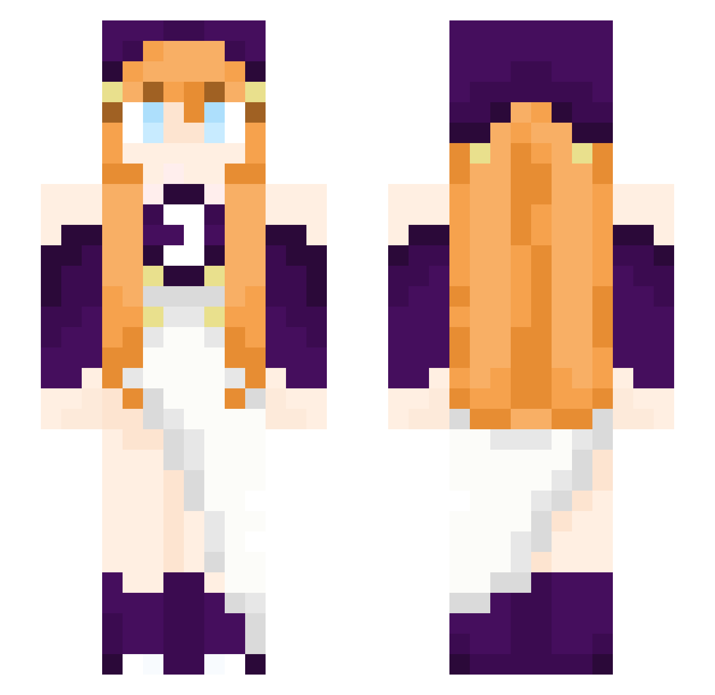 Perora Minecraft skin, front and back view