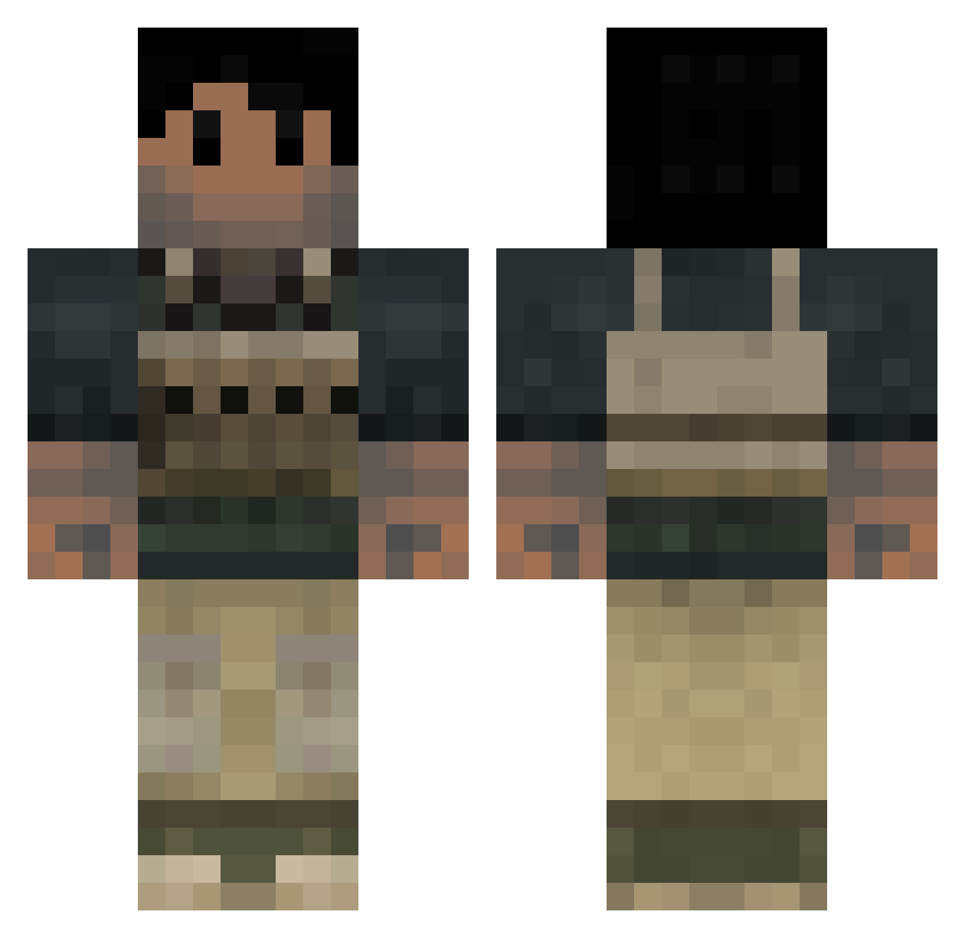 Spoondar Minecraft skin, front and back view