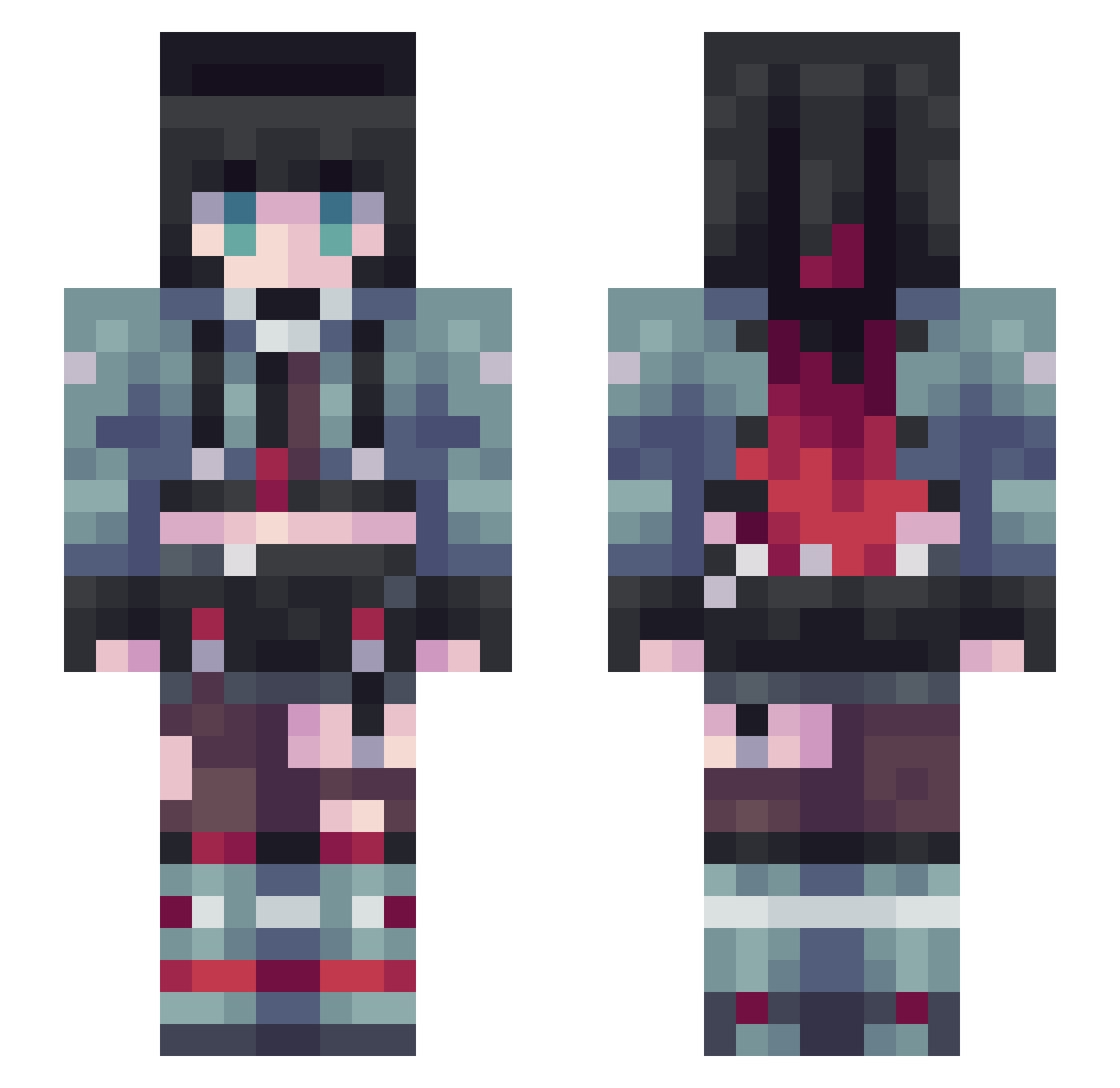 Akuma_Chi Minecraft skin, front and back view