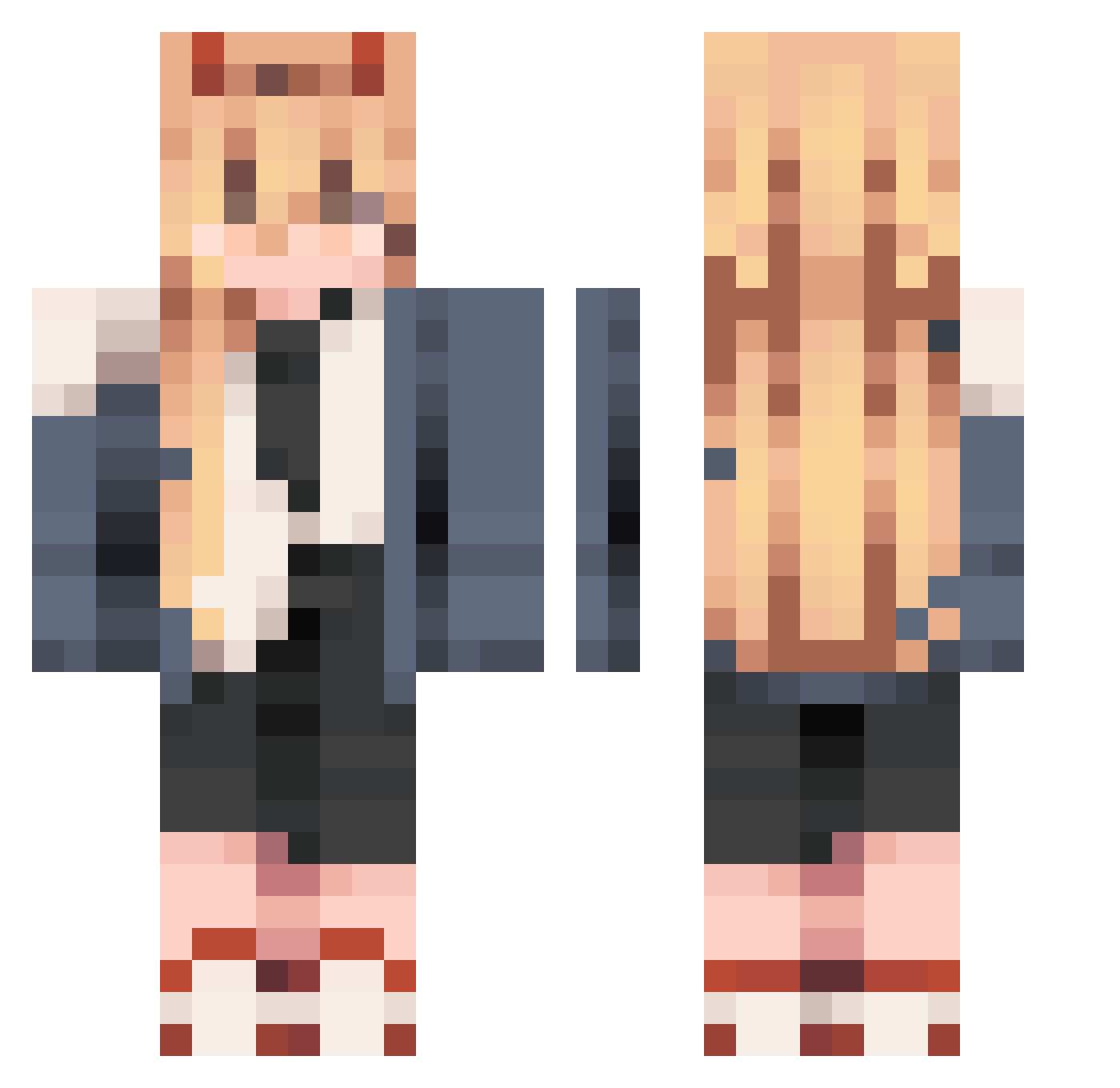 CazzyQueen Minecraft skin, front and back view