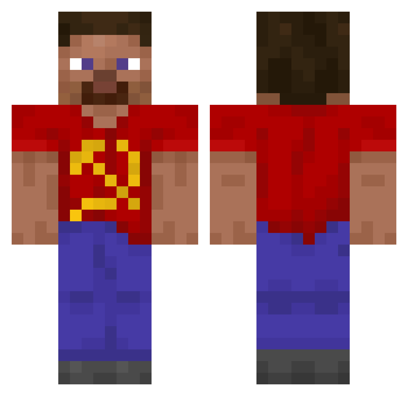 WorldInGame Minecraft skin, front and back view
