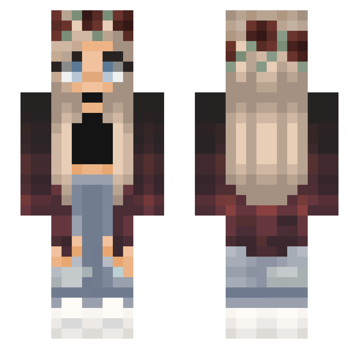 Pridefully Minecraft skin, front and back view