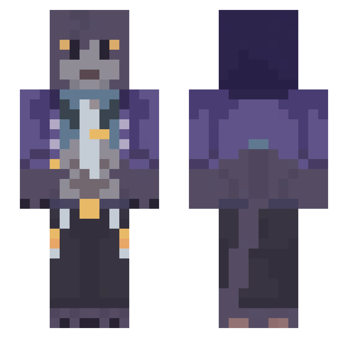 rivfur Minecraft skin, front and back view