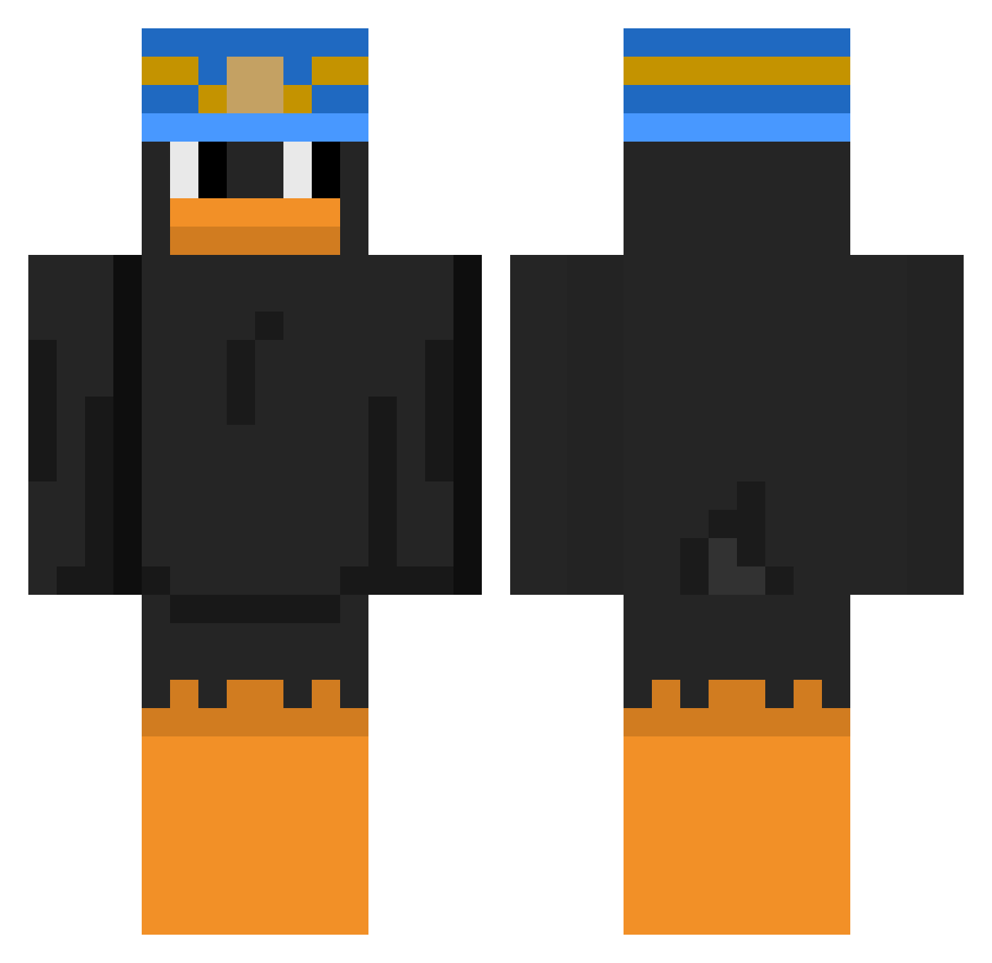 BombasticBushkin Minecraft skin, front and back view