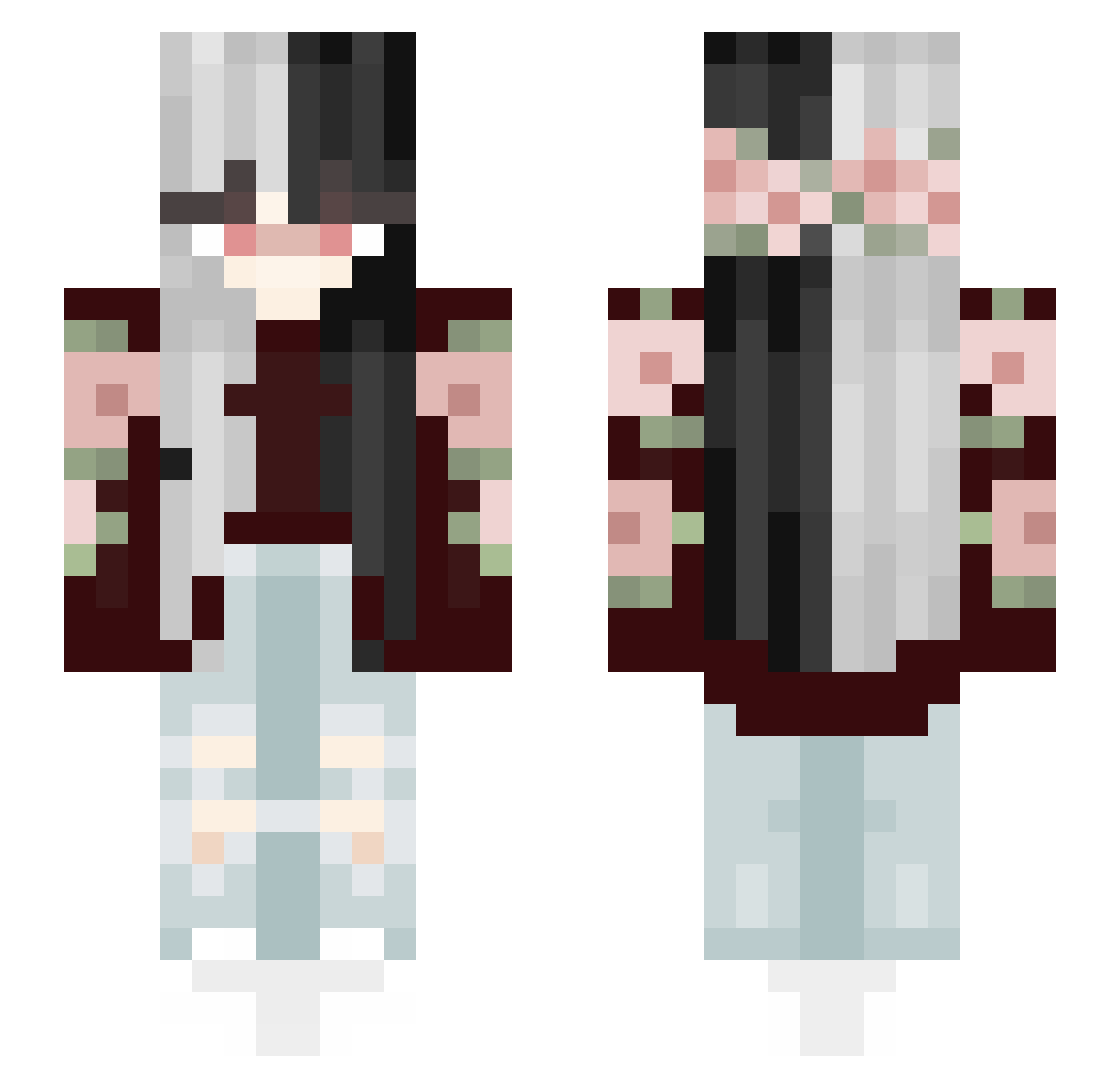 PinkHoneyBee225 Minecraft skin, front and back view