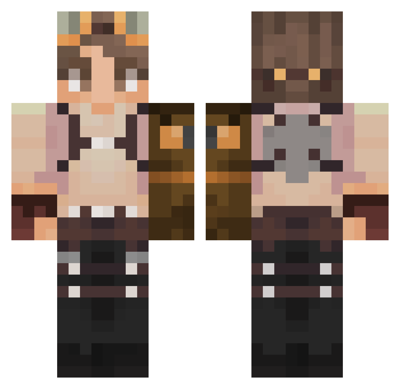 Yoni12s Minecraft skin, front and back view