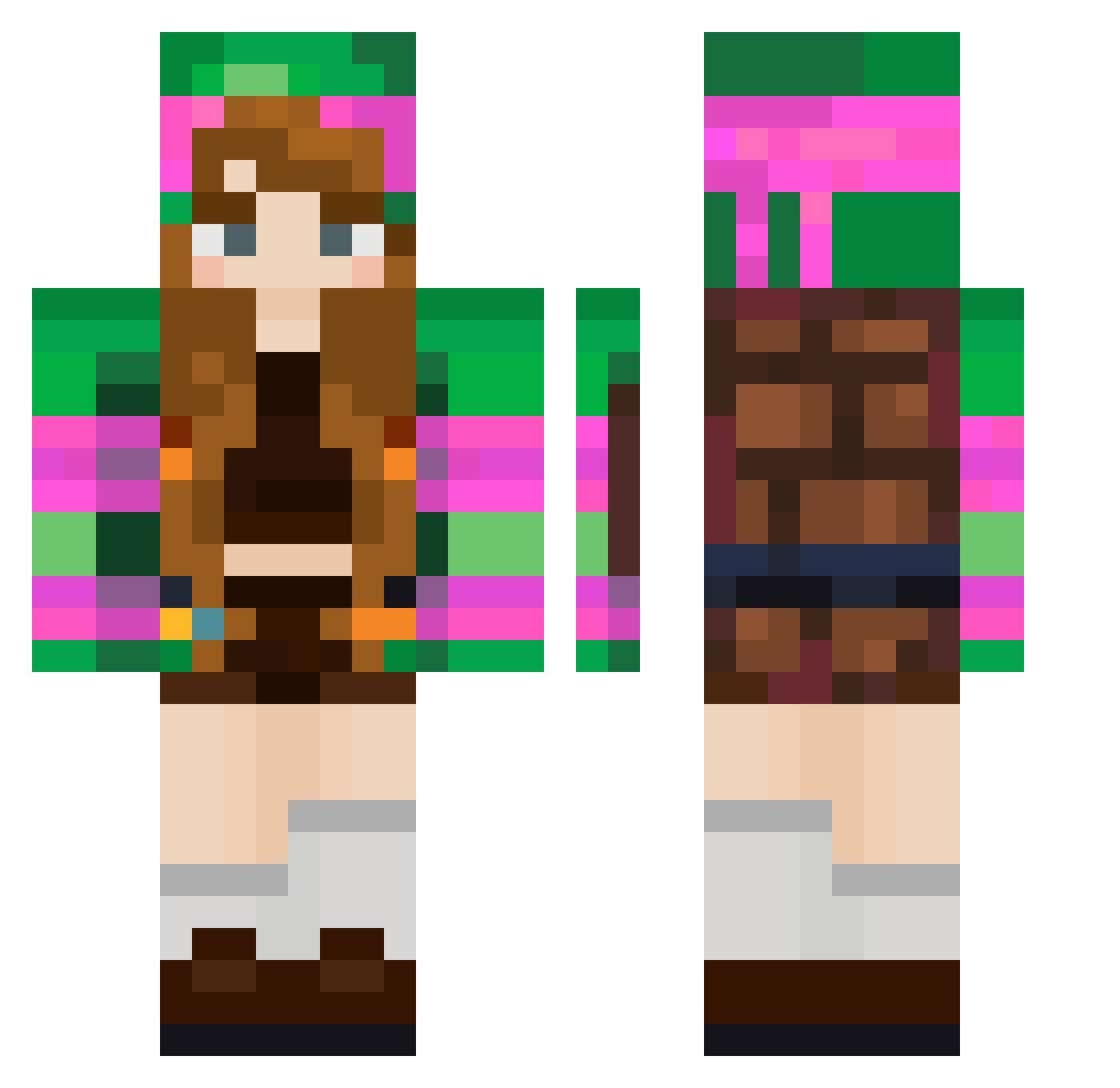 TurtleLover22 Minecraft skin, front and back view