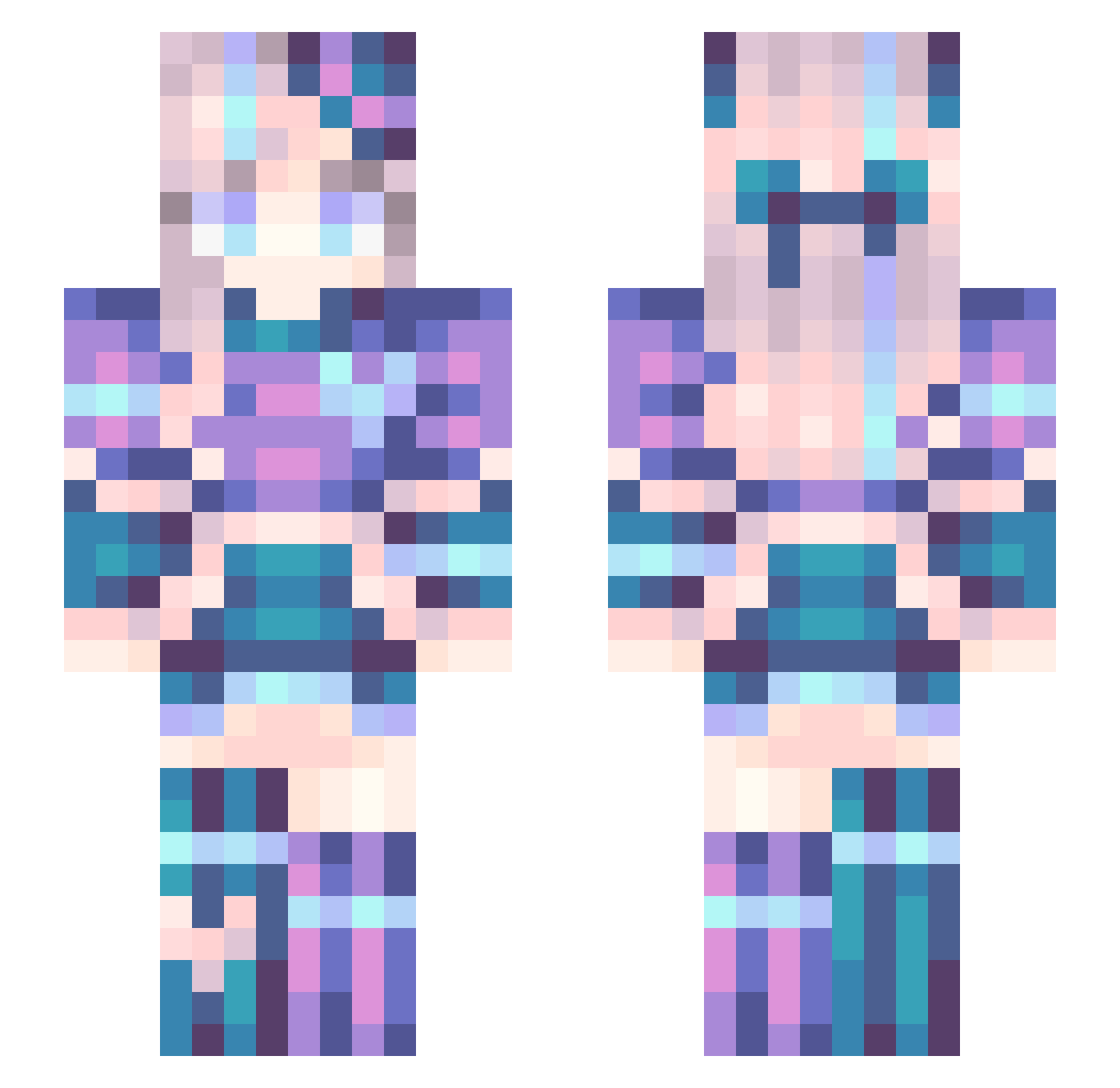 UndividedMyths Minecraft skin, front and back view