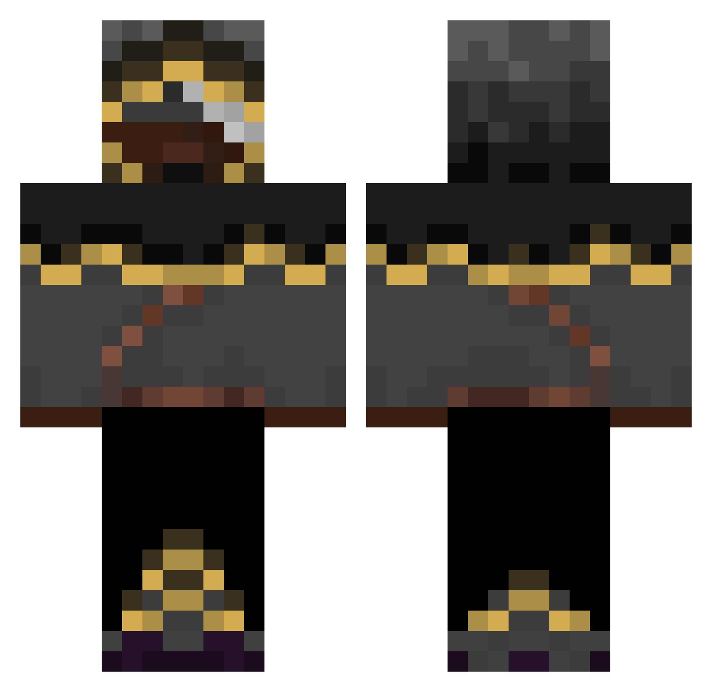 Difluoride Minecraft skin, front and back view