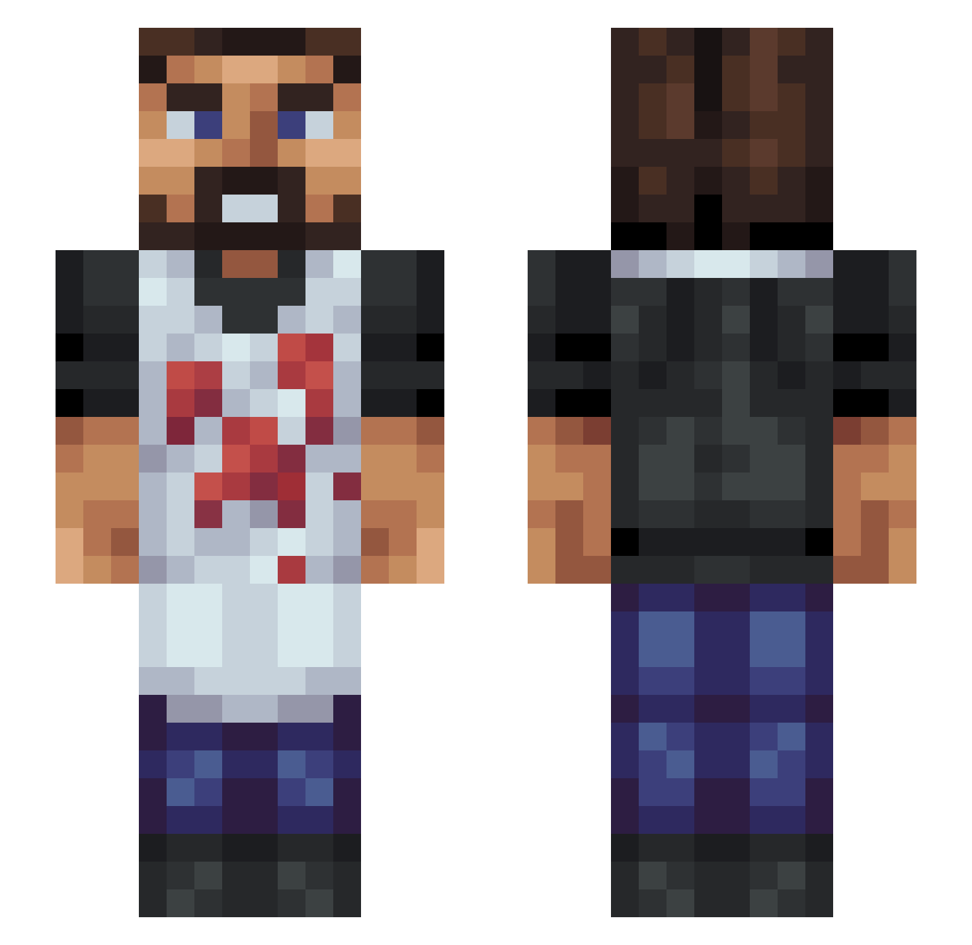 VintageOwl Minecraft skin, front and back view