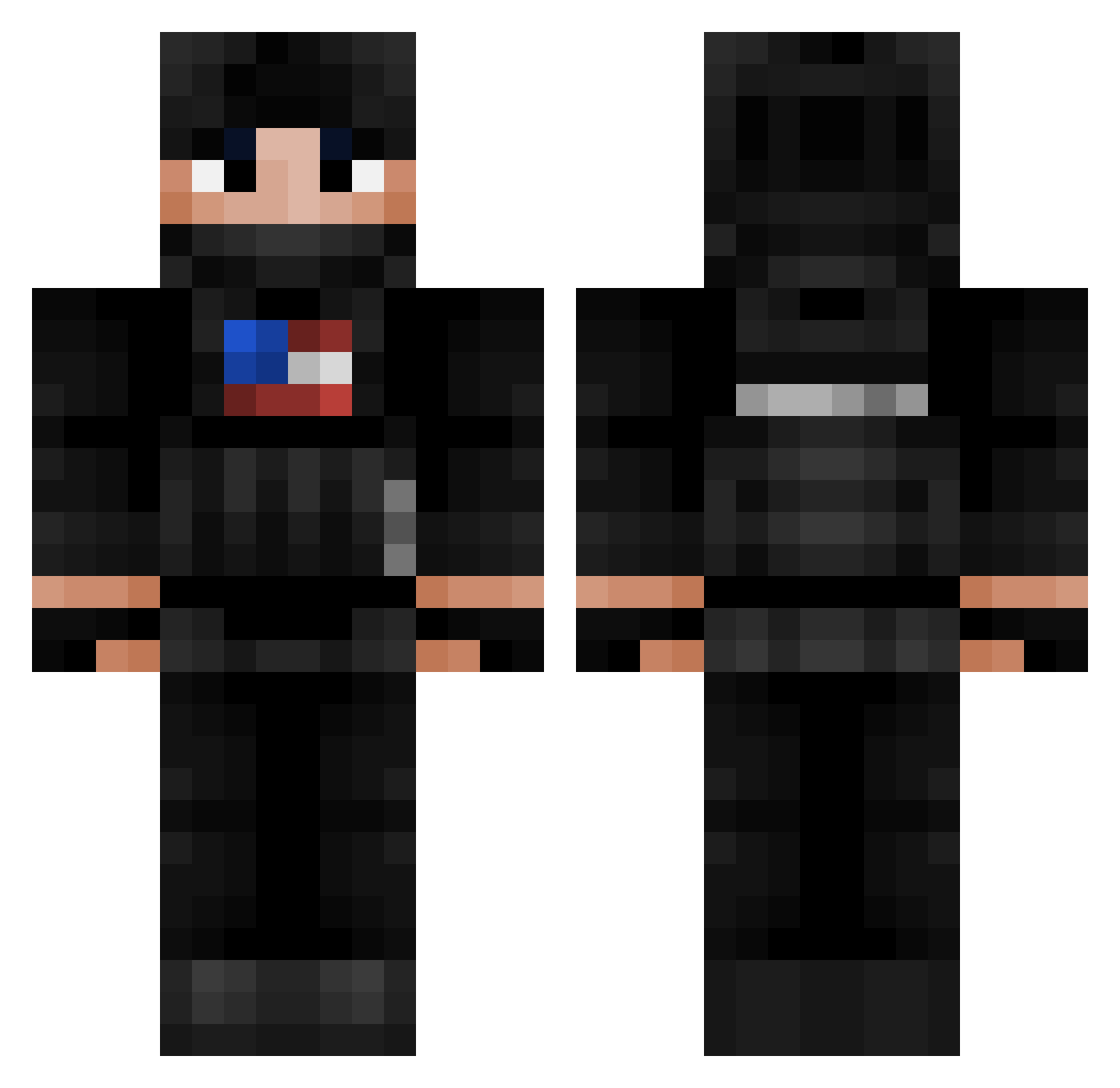 Sonix459 Minecraft skin, front and back view