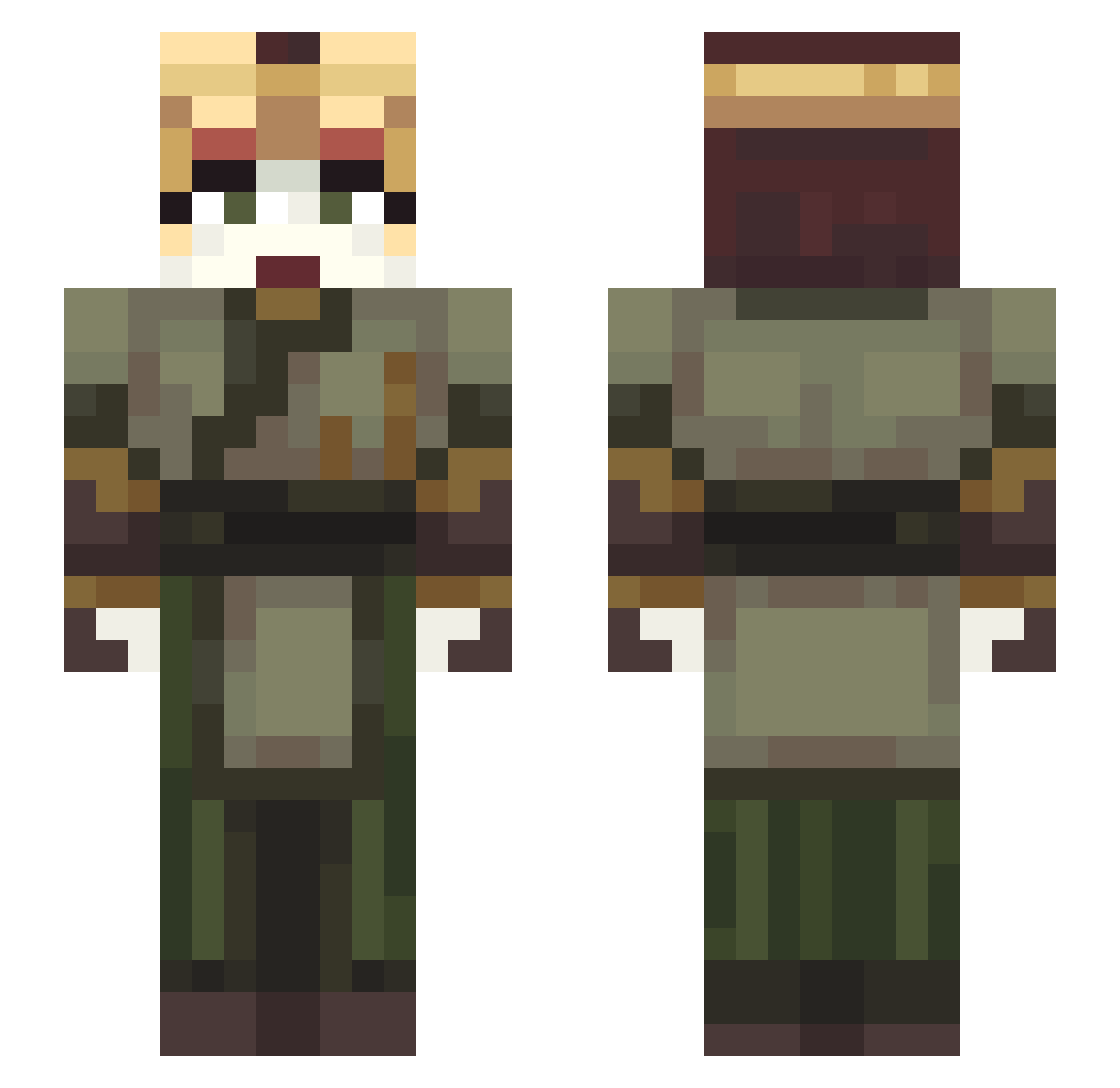 Kyoshi Minecraft skin, front and back view